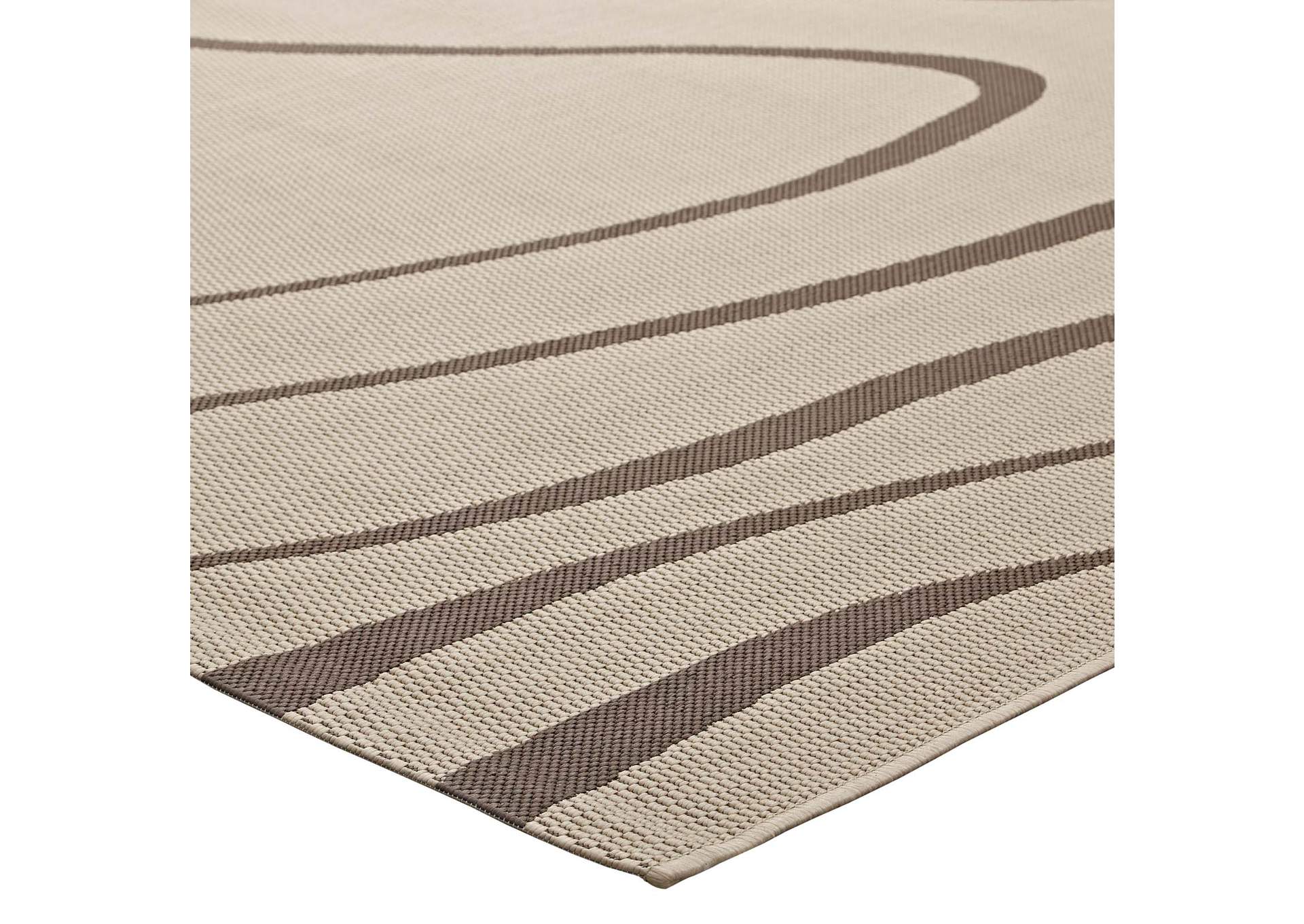 Light and Dark Beige Surge Swirl Abstract 8x10 Indoor and Outdoor Area Rug,Modway