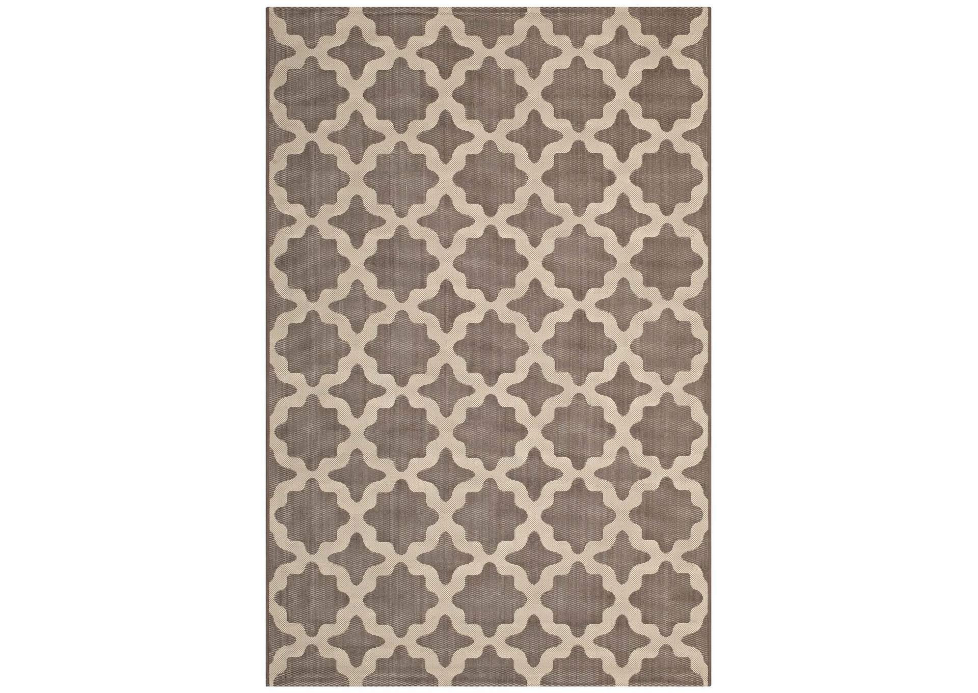 Light and Dark Beige Cerelia Moroccan Trellis 8x10 Indoor and Outdoor Area Rug,Modway