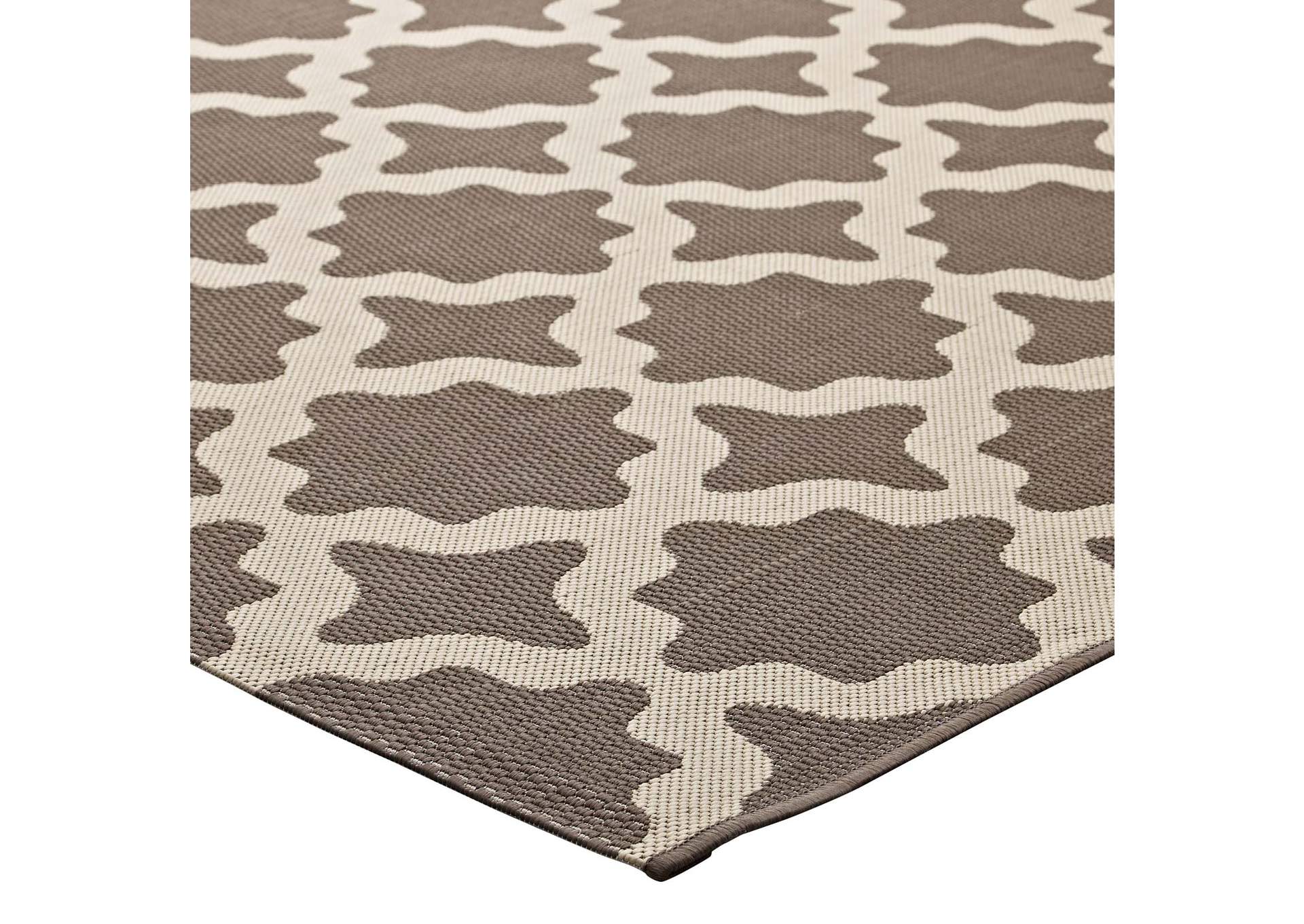 Light and Dark Beige Cerelia Moroccan Trellis 8x10 Indoor and Outdoor Area Rug,Modway