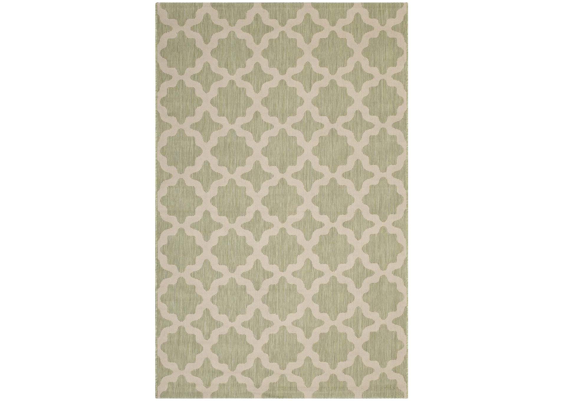 Beige and Light Green Cerelia Moroccan Trellis 5x8 Indoor and Outdoor Area Rug,Modway