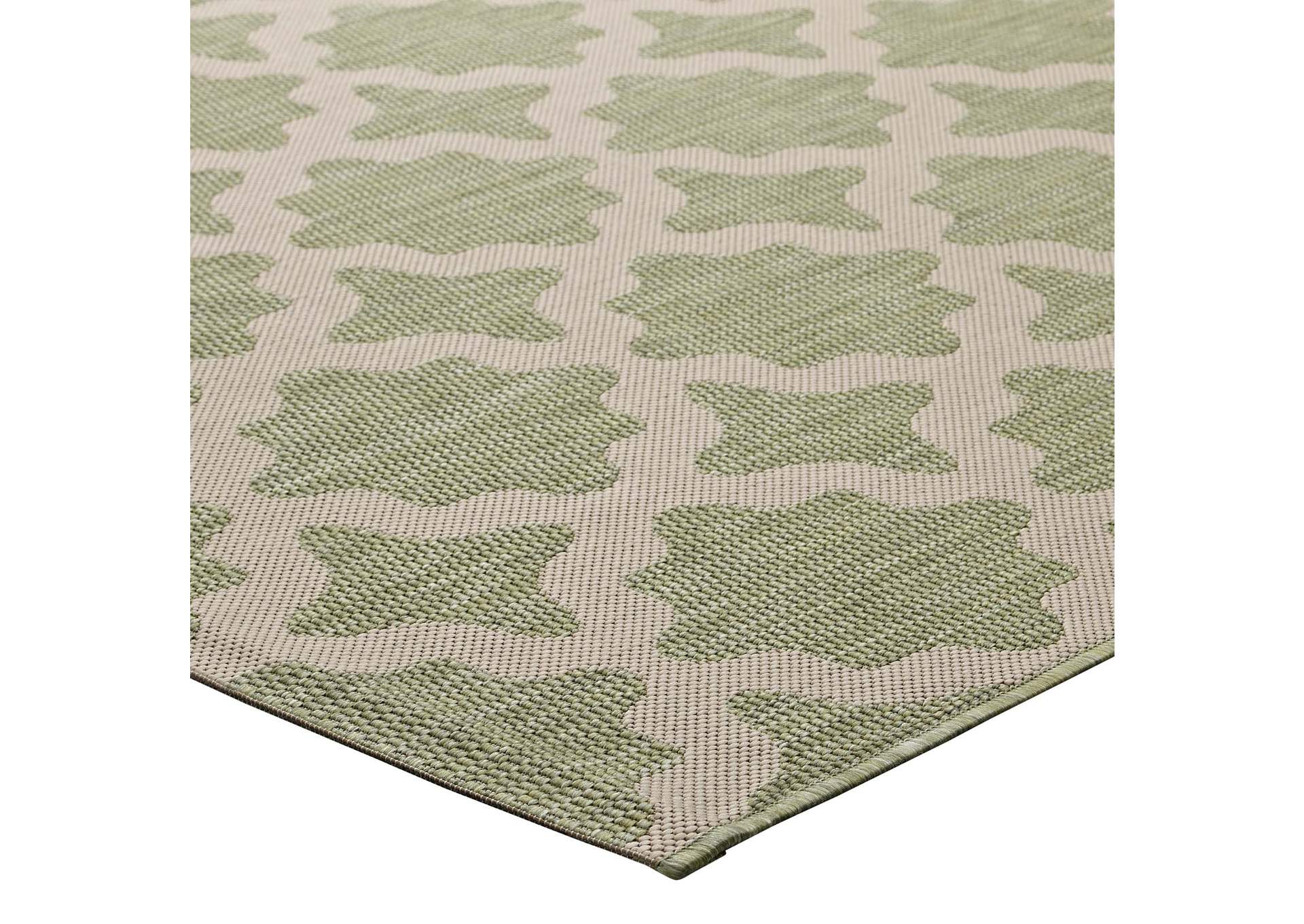 Beige and Light Green Cerelia Moroccan Trellis 5x8 Indoor and Outdoor Area Rug,Modway