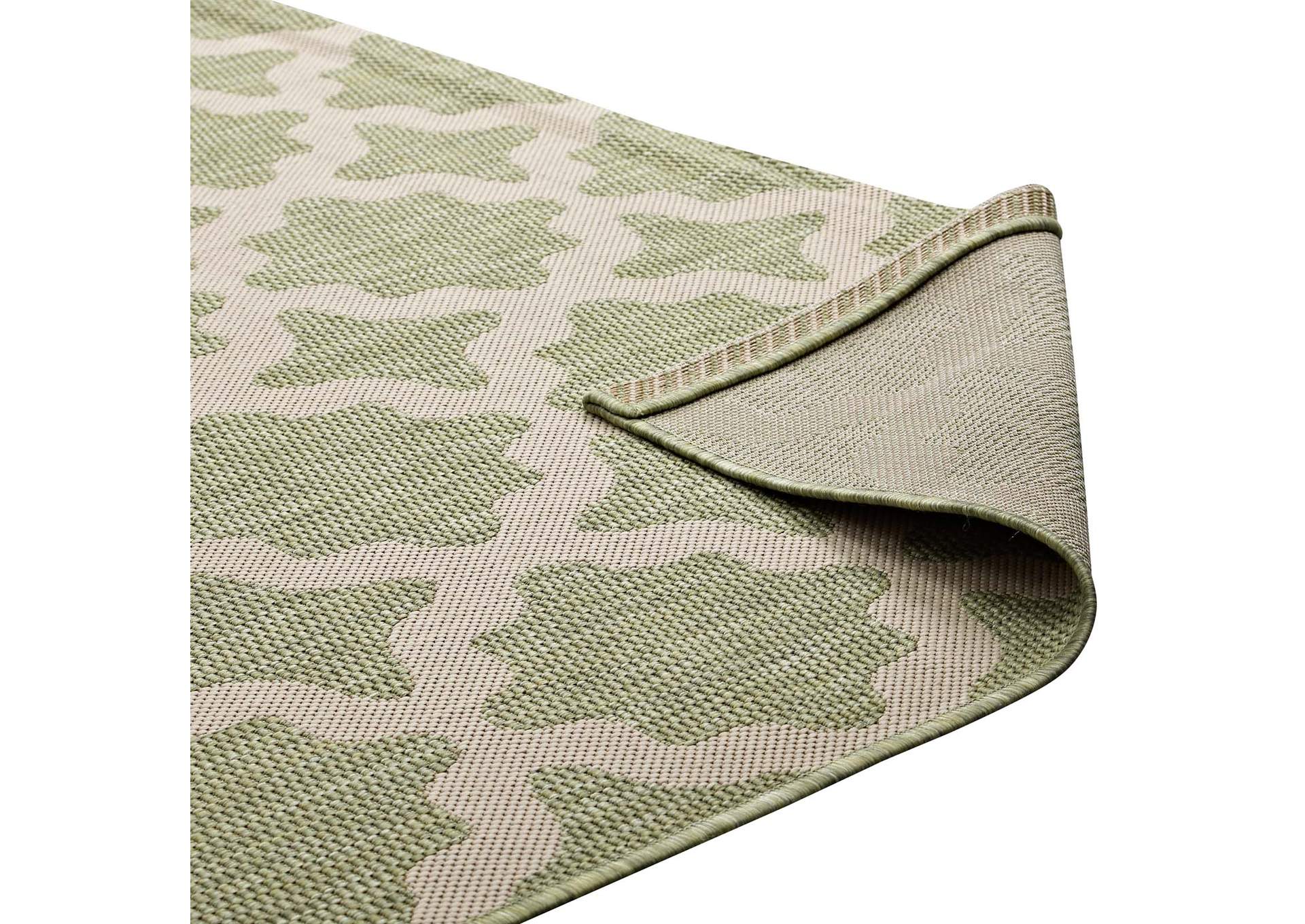 Beige and Light Green Cerelia Moroccan Trellis 5x8 Indoor and Outdoor Area Rug,Modway