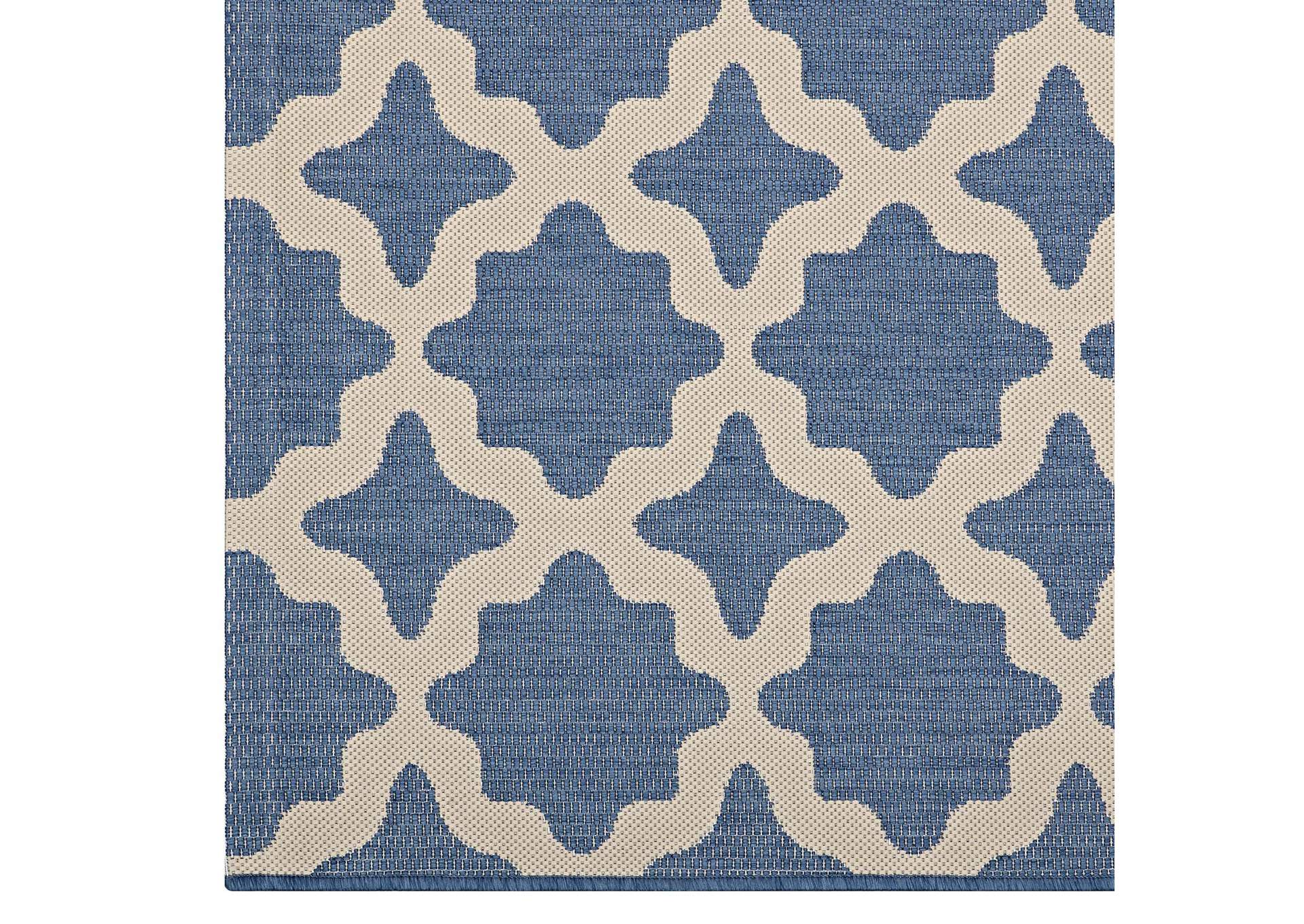 Blue and Beige Cerelia Moroccan Trellis 8x10 Indoor and Outdoor Area Rug,Modway