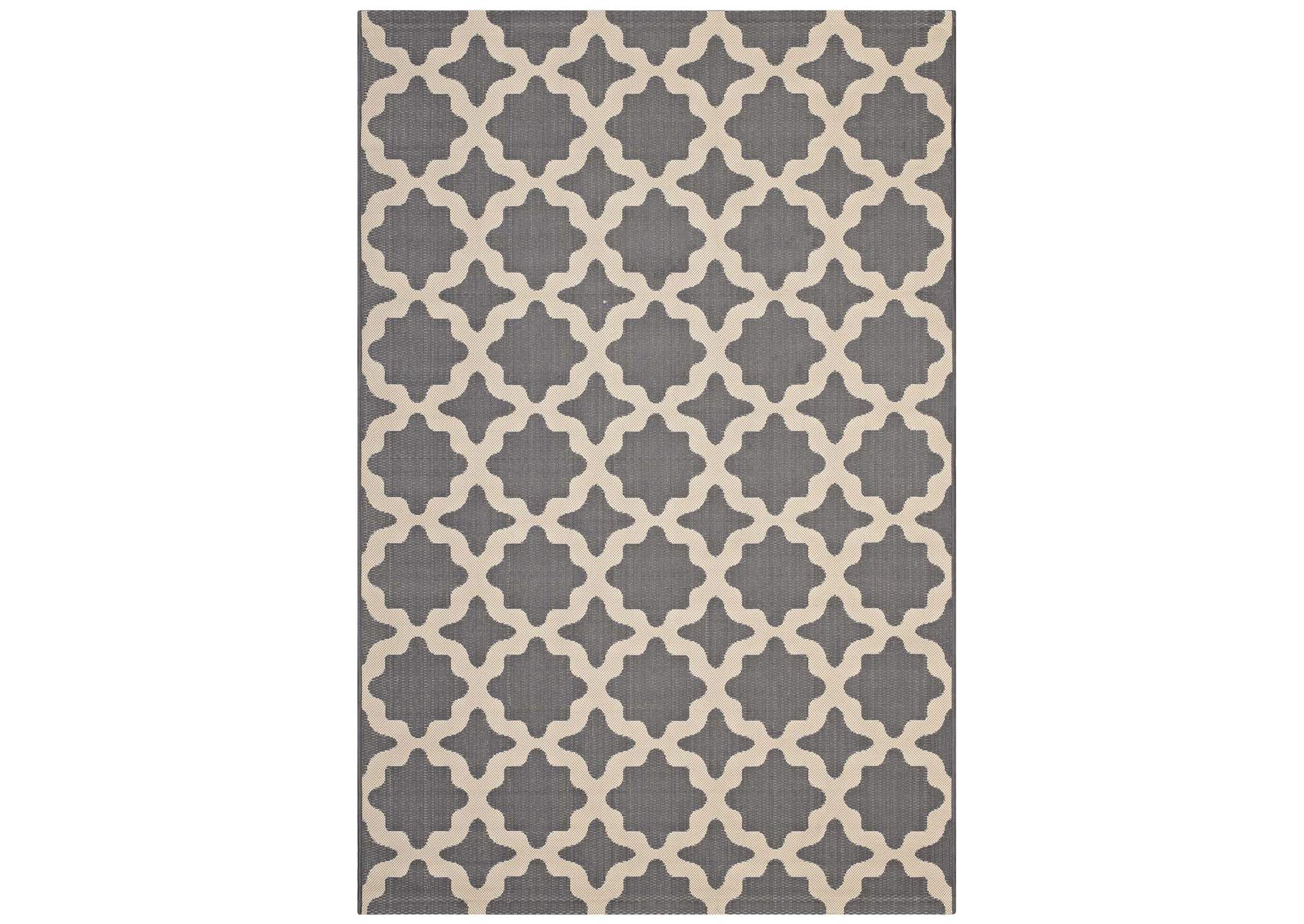 Gray and Beige Cerelia Moroccan Trellis 5x8 Indoor and Outdoor Area Rug,Modway