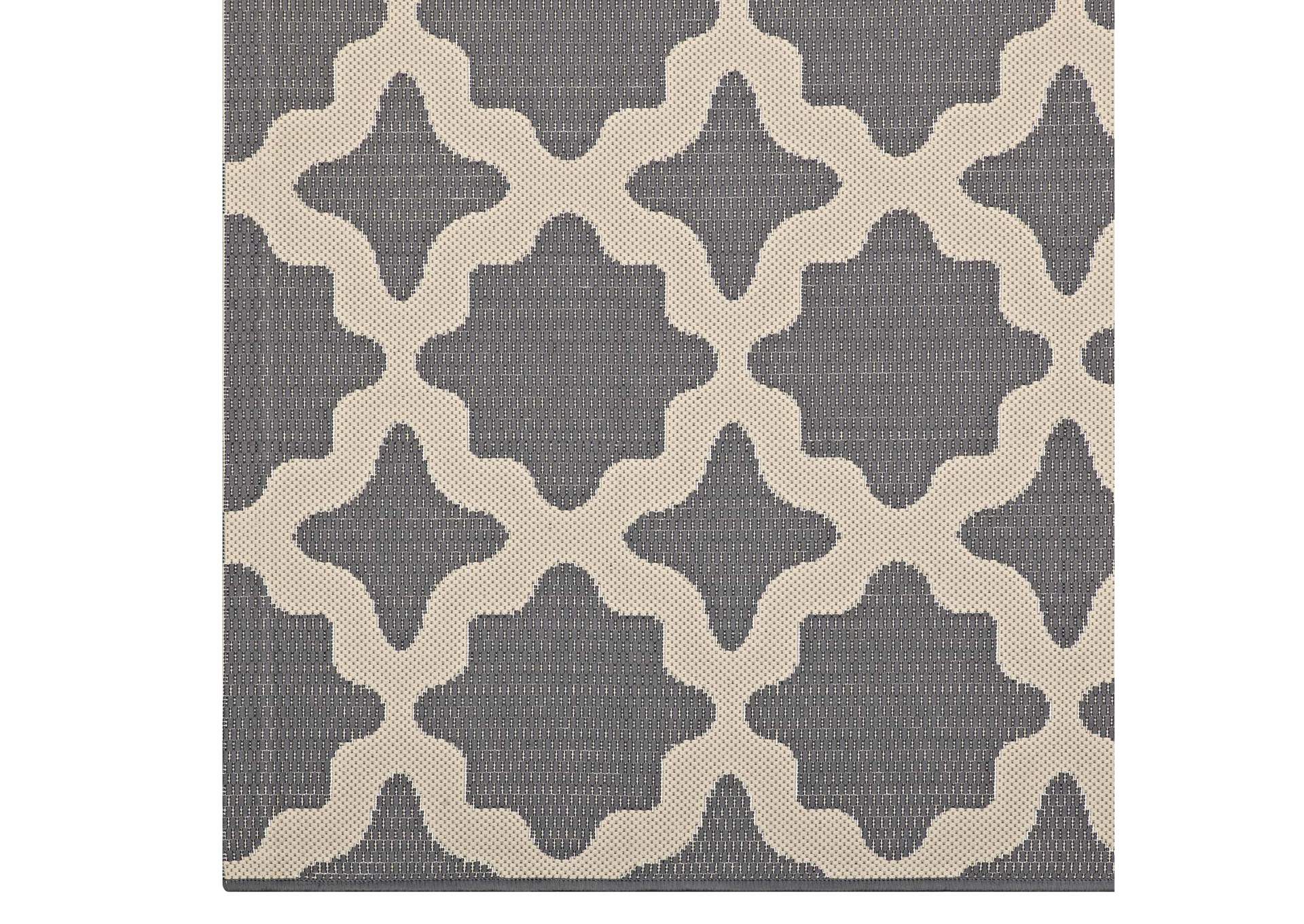 Gray and Beige Cerelia Moroccan Trellis 5x8 Indoor and Outdoor Area Rug,Modway