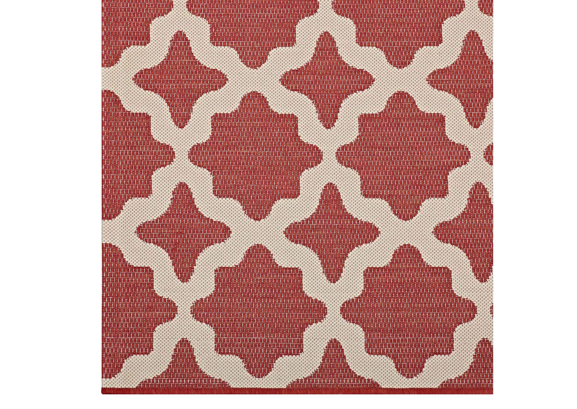 Red and Beige Cerelia Moroccan Trellis 5x8 Indoor and Outdoor Area Rug,Modway