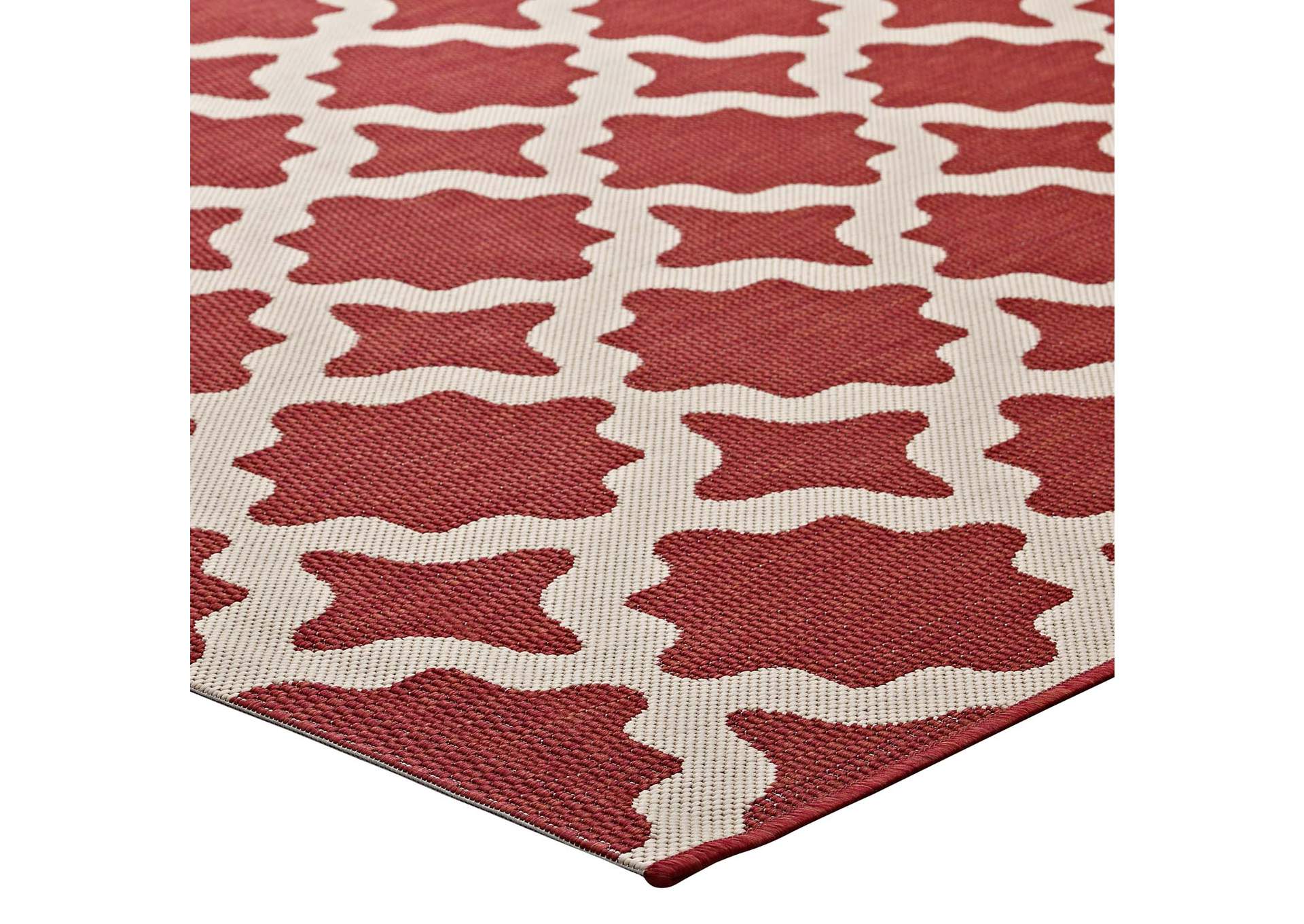 Red and Beige Cerelia Moroccan Trellis 5x8 Indoor and Outdoor Area Rug,Modway