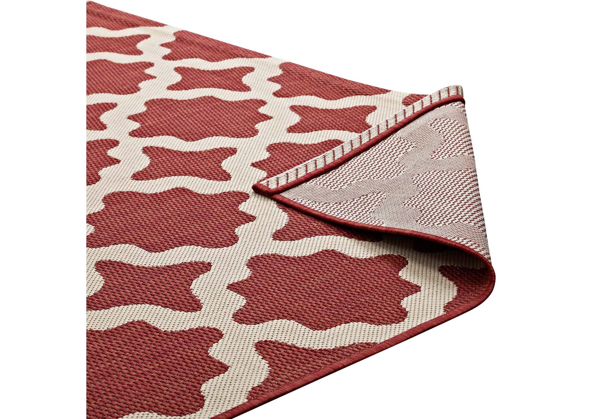 Red and Beige Cerelia Moroccan Trellis 5x8 Indoor and Outdoor Area Rug,Modway