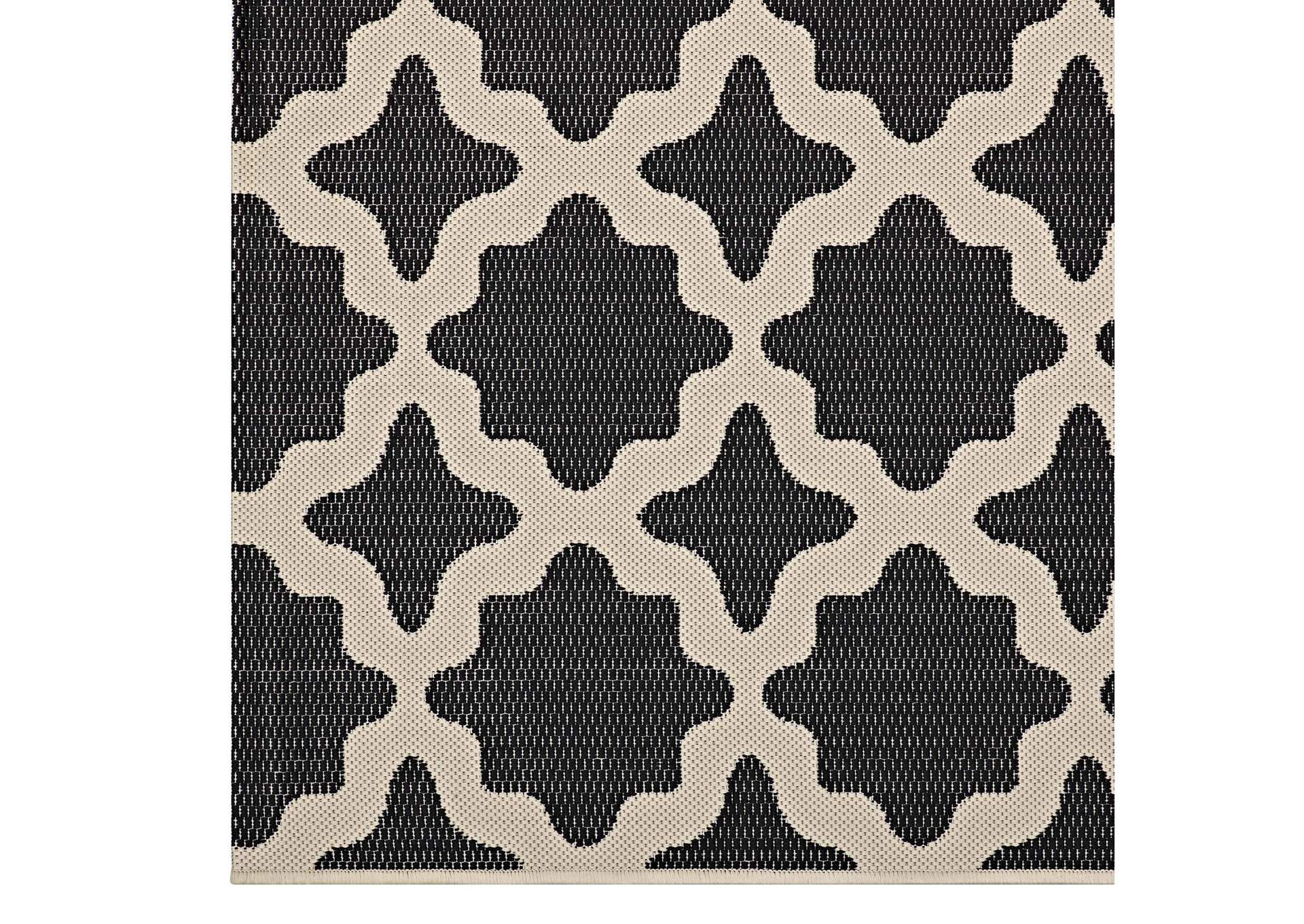 Black and Beige Cerelia Moroccan Trellis 5x8 Indoor and Outdoor Area Rug,Modway