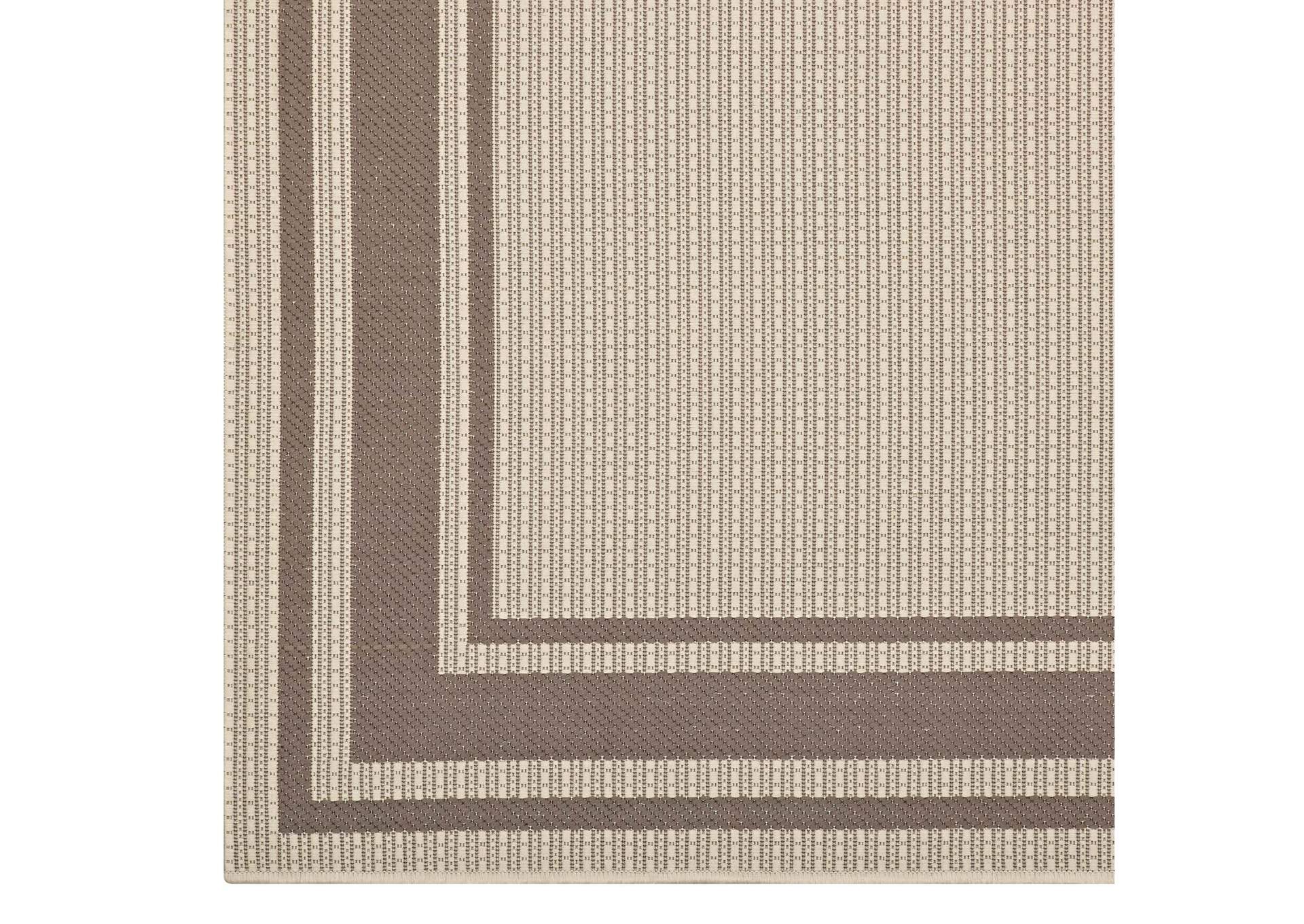 Light and Dark Beige Rim Solid Border 8x10 Indoor and Outdoor Area Rug,Modway