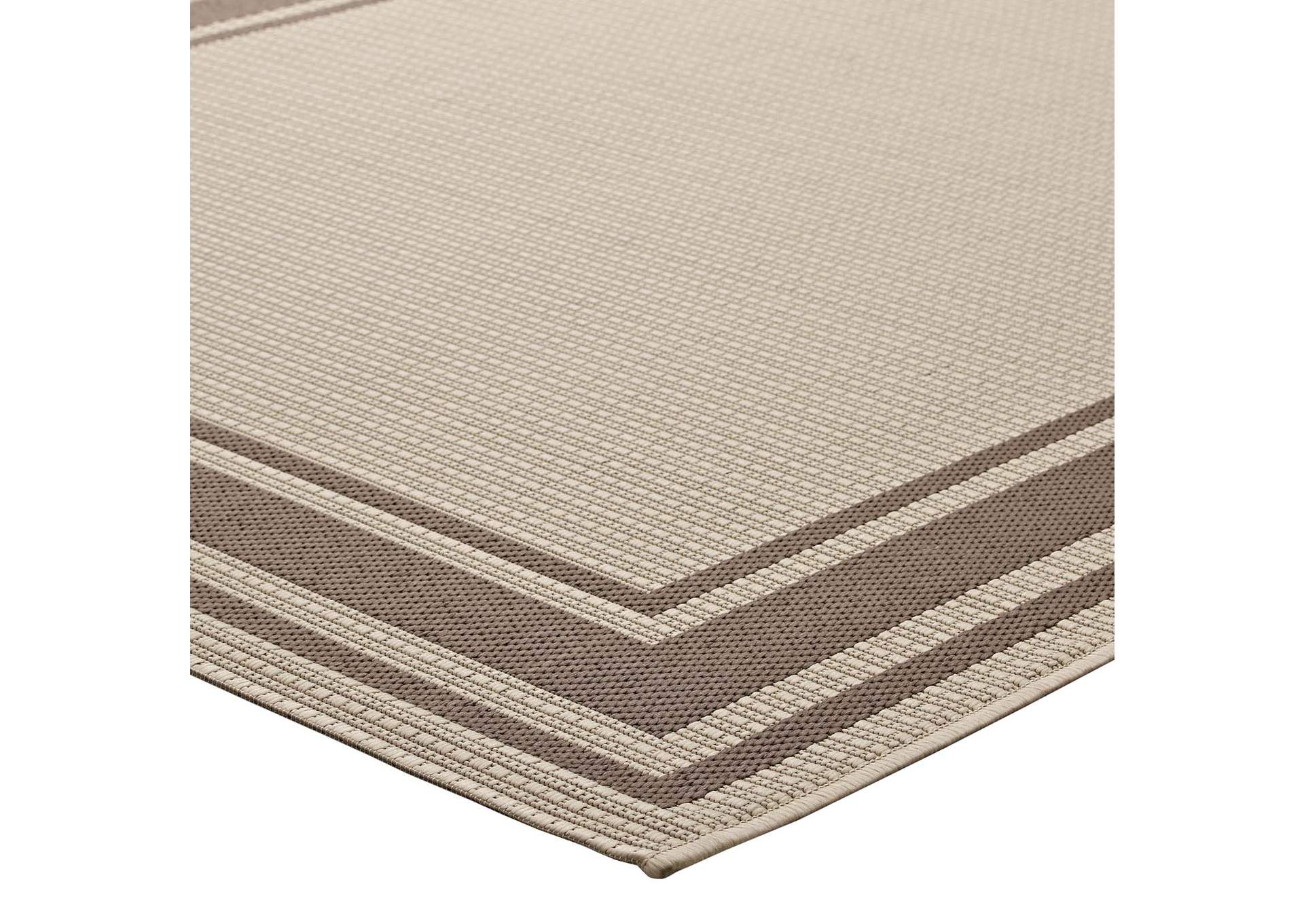 Light and Dark Beige Rim Solid Border 8x10 Indoor and Outdoor Area Rug,Modway