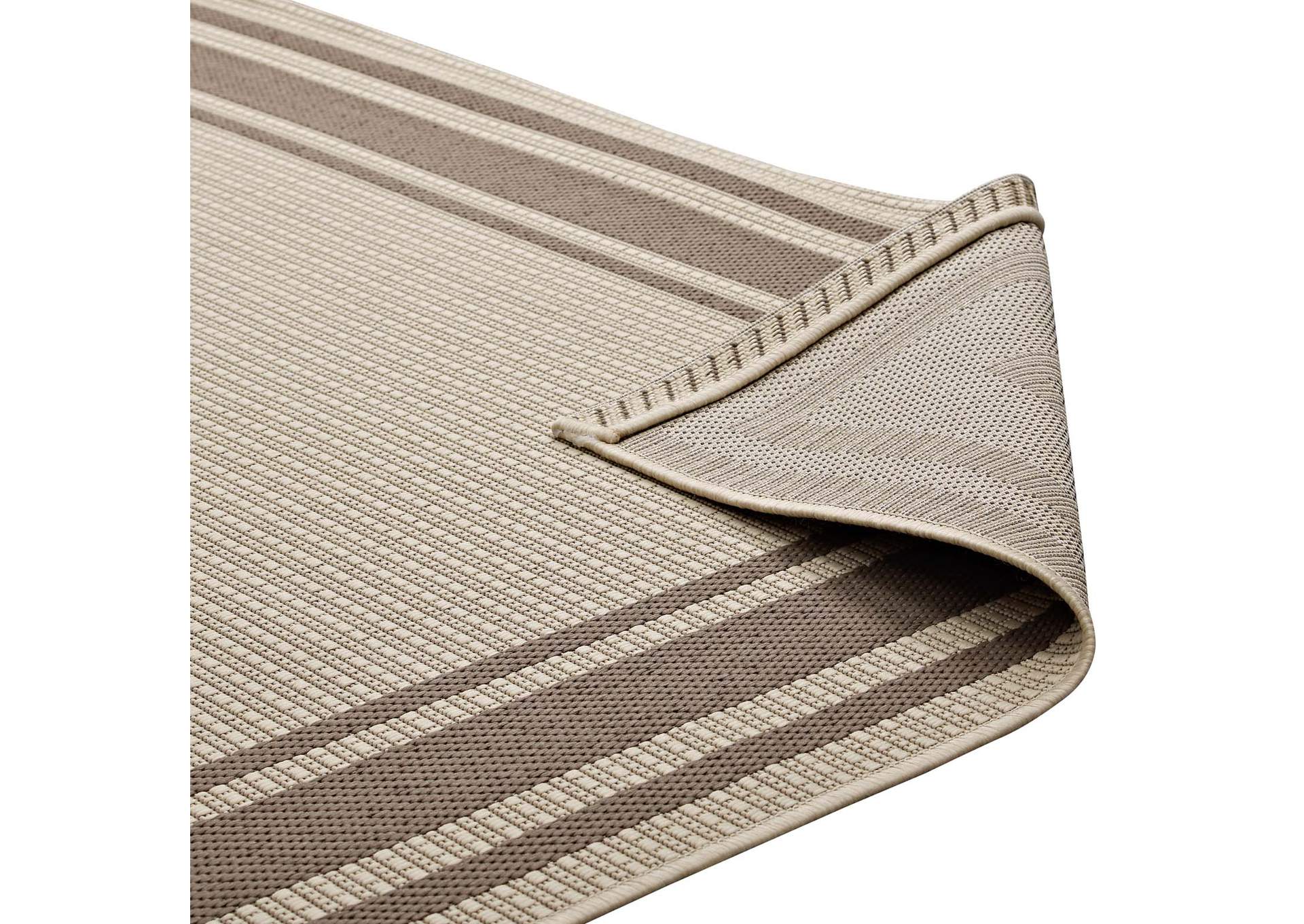 Light and Dark Beige Rim Solid Border 8x10 Indoor and Outdoor Area Rug,Modway