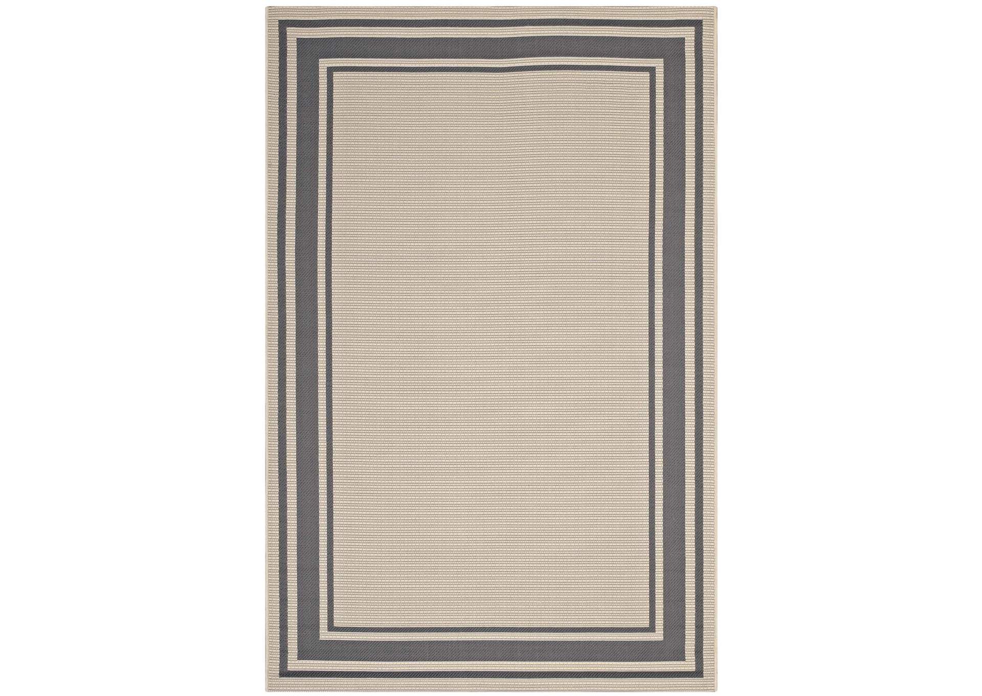 Gray and Beige Rim Solid Border 8x10 Indoor and Outdoor Area Rug,Modway