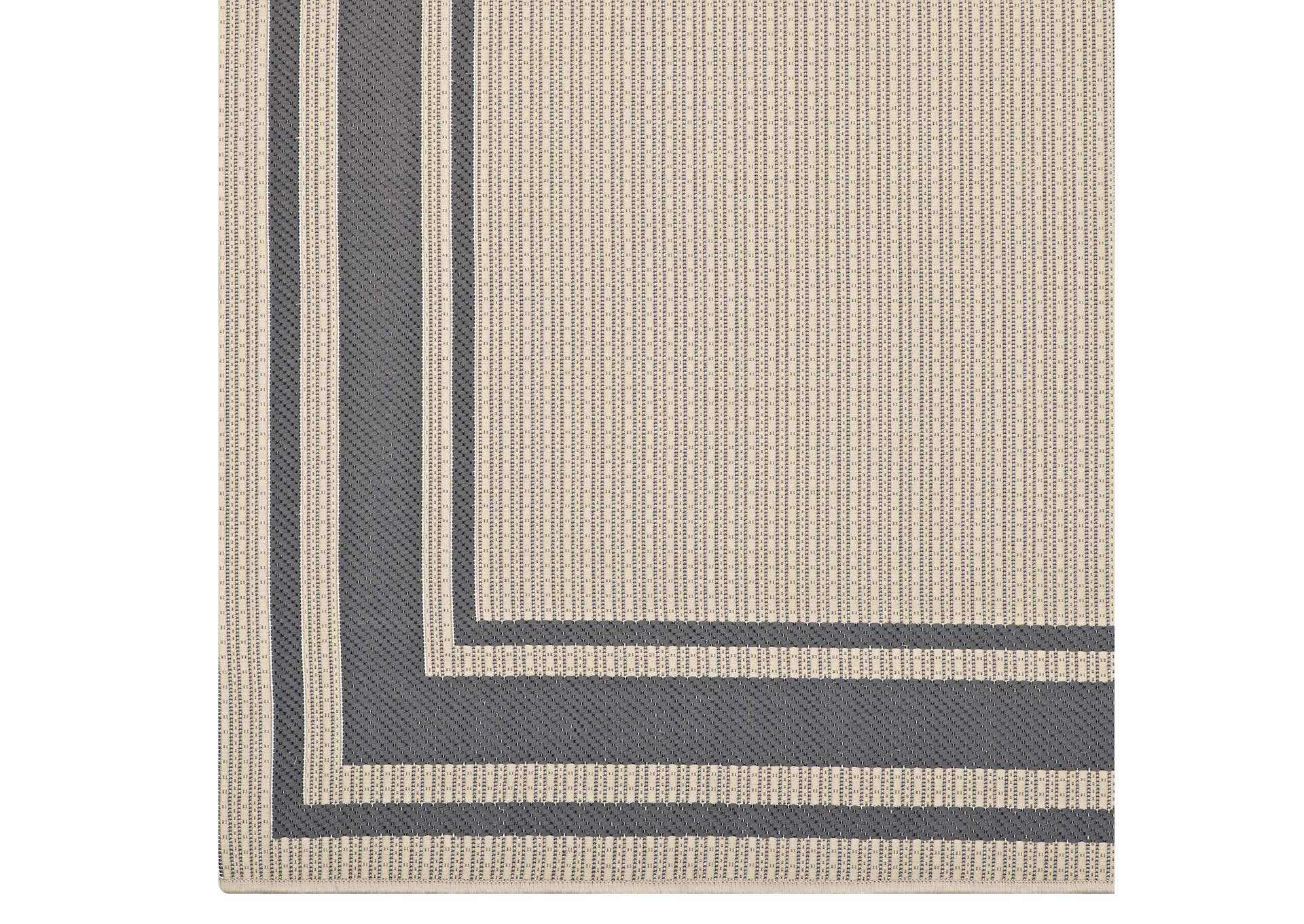 Gray and Beige Rim Solid Border 8x10 Indoor and Outdoor Area Rug,Modway