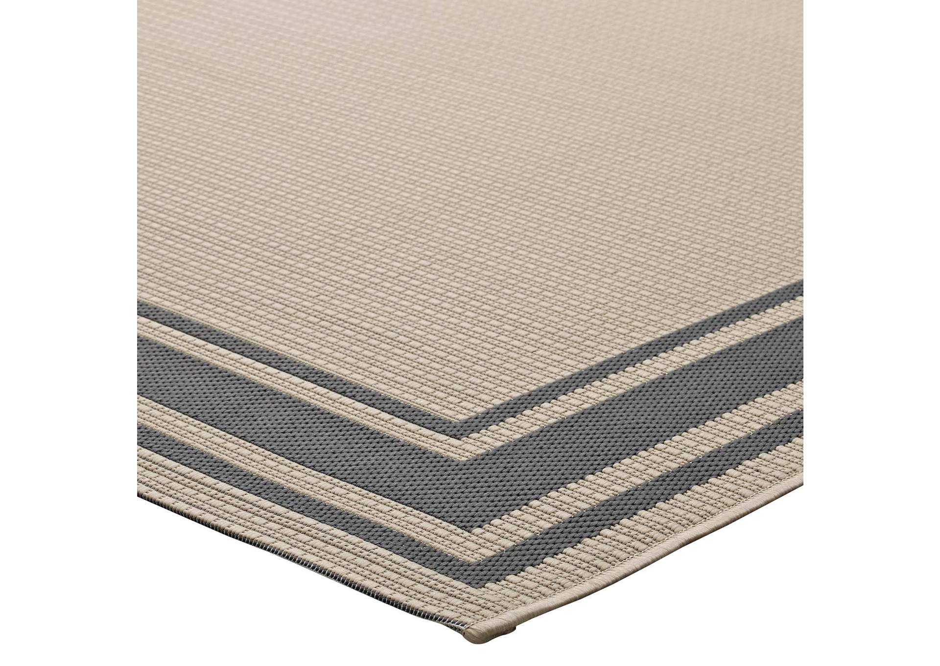 Gray and Beige Rim Solid Border 8x10 Indoor and Outdoor Area Rug,Modway