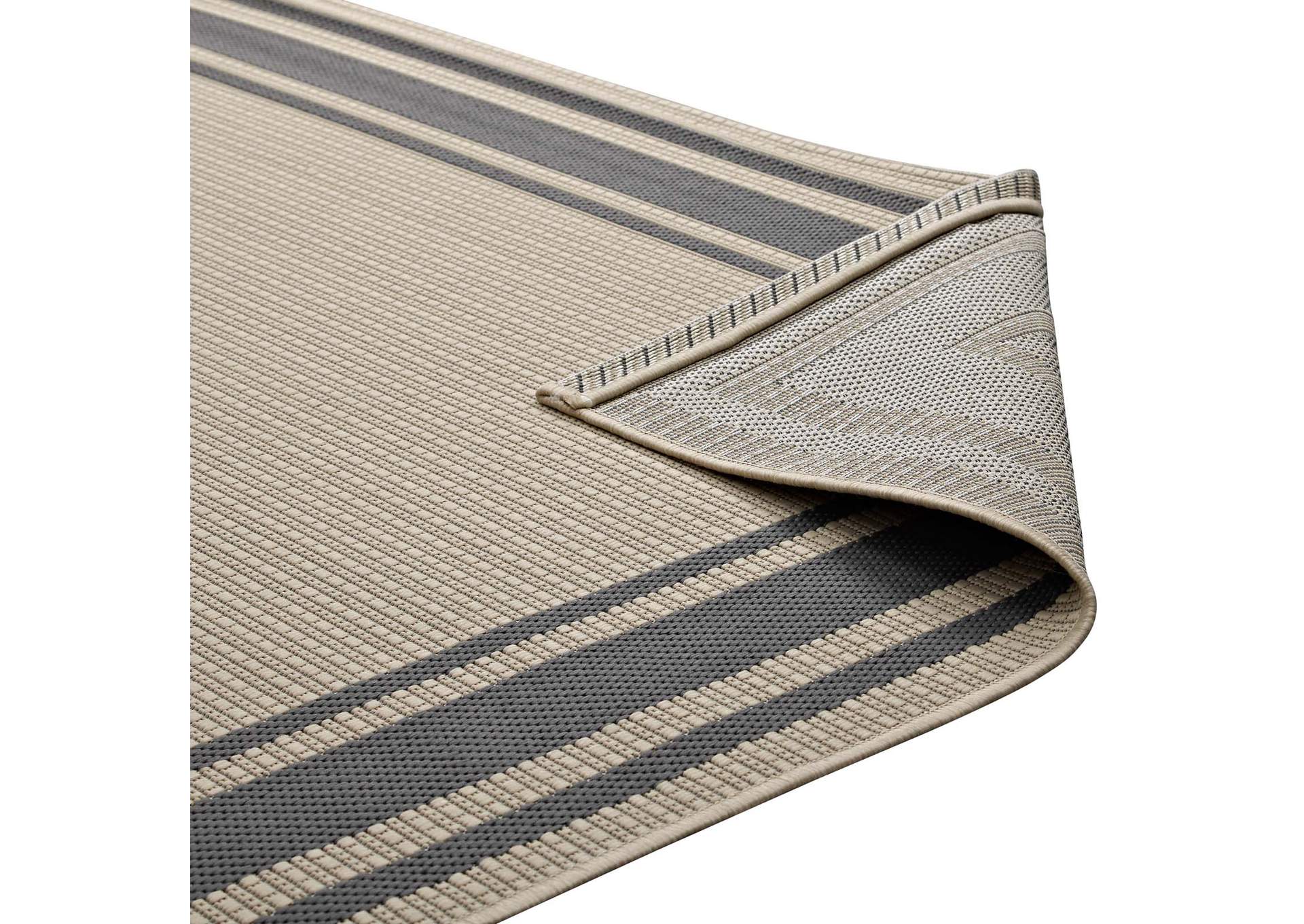 Gray and Beige Rim Solid Border 8x10 Indoor and Outdoor Area Rug,Modway