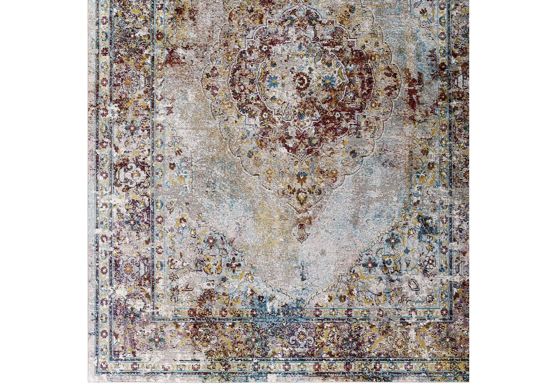 Multicolored Success Merritt Transitional Distressed Floral Persian Medallion 4x6 Area Rug,Modway