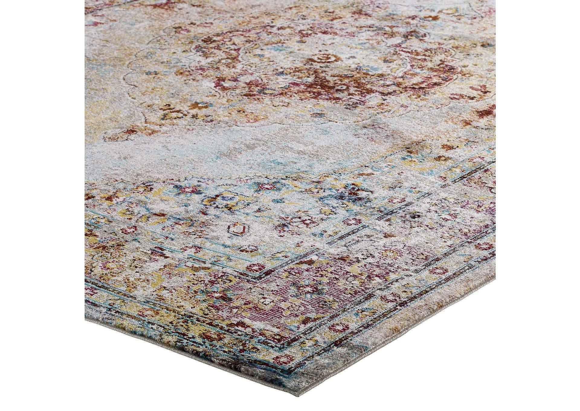 Multicolored Success Merritt Transitional Distressed Floral Persian Medallion 4x6 Area Rug,Modway