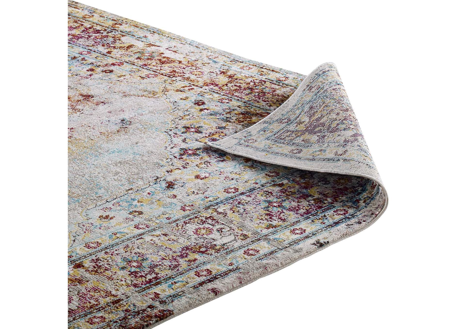 Multicolored Success Merritt Transitional Distressed Floral Persian Medallion 4x6 Area Rug,Modway