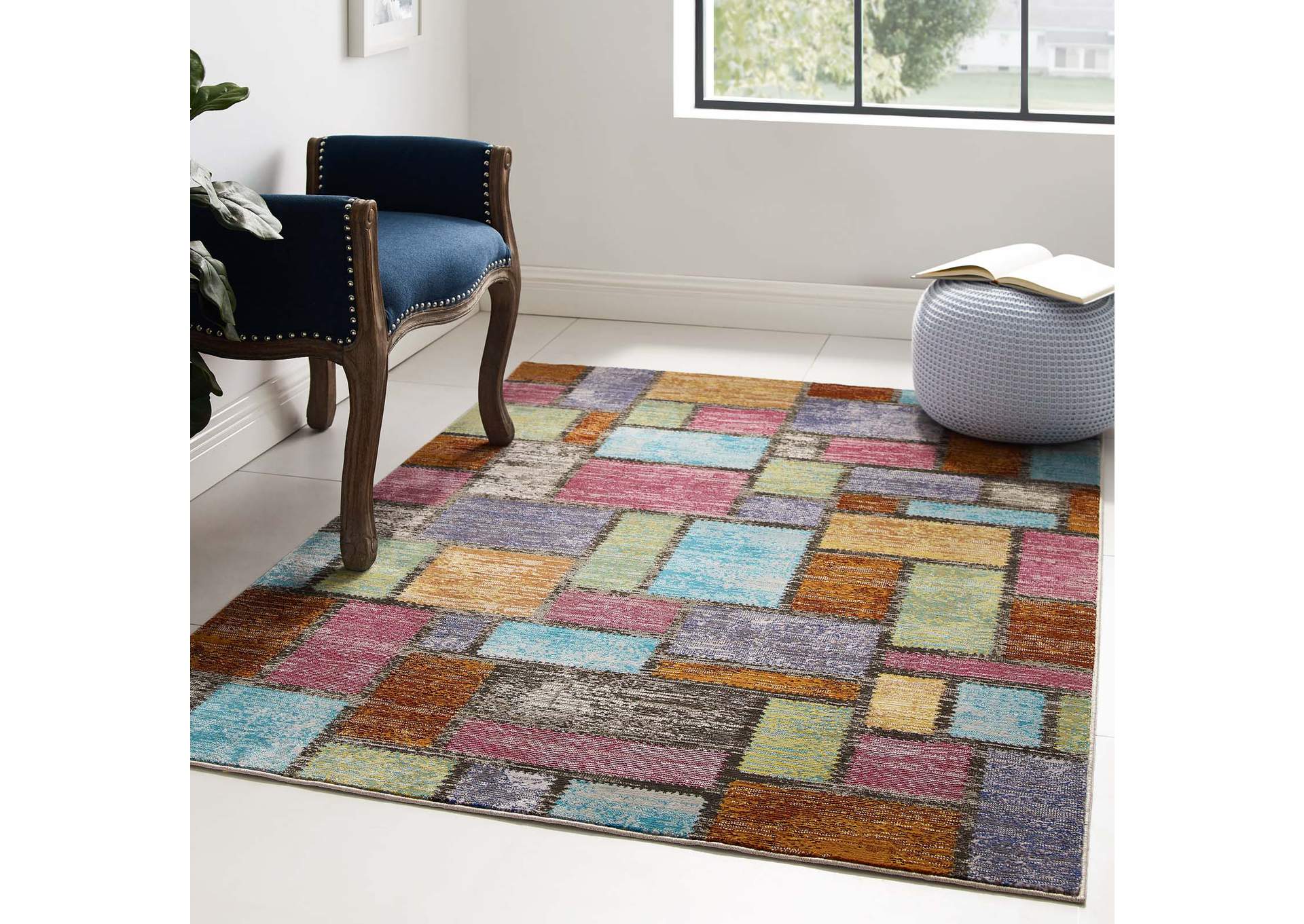 Multicolored Success Nyssa Abstract Geometric Mosaic 4x6 Area Rug,Modway