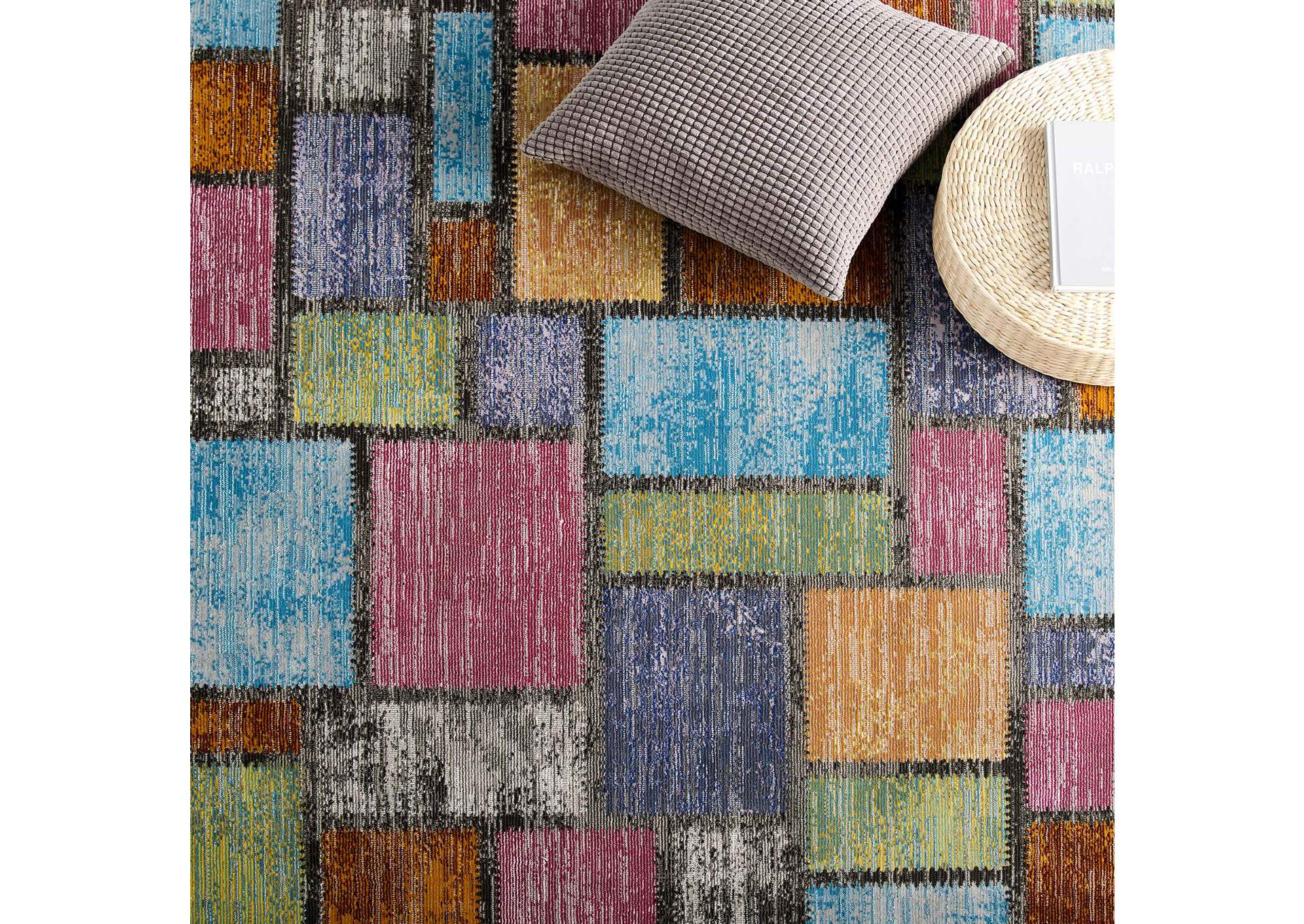 Multicolored Success Nyssa Abstract Geometric Mosaic 5x8 Area Rug,Modway