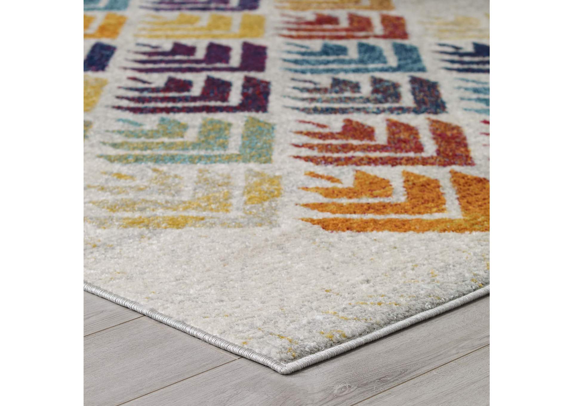 Multicolored Entourage Florin Abstract Floral 5x8 Area Rug,Modway