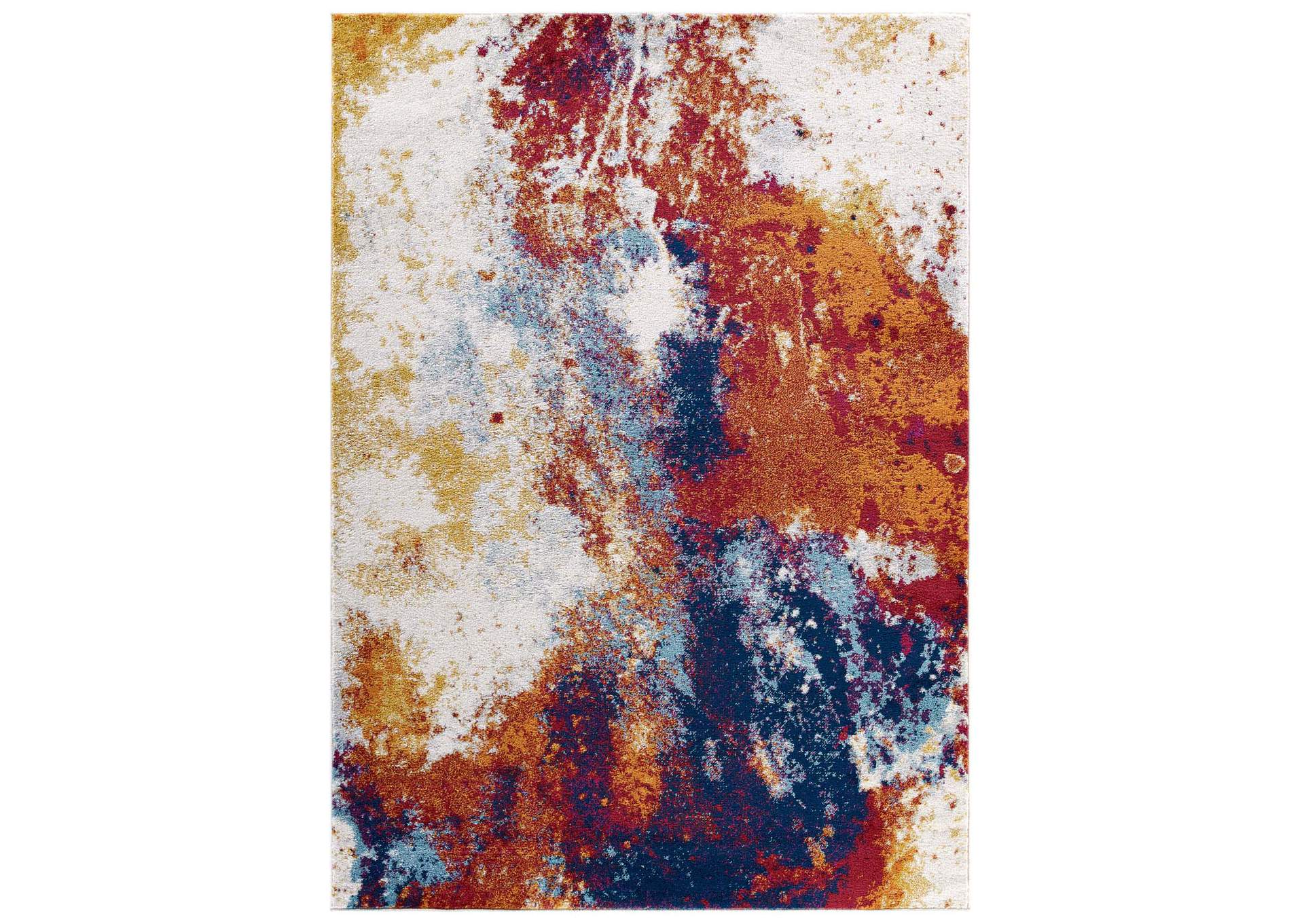 Red, Orange, Yellow, Blue, Ivory Entourage Adeline Contemporary Modern Abstract 5x8 Area Rug,Modway