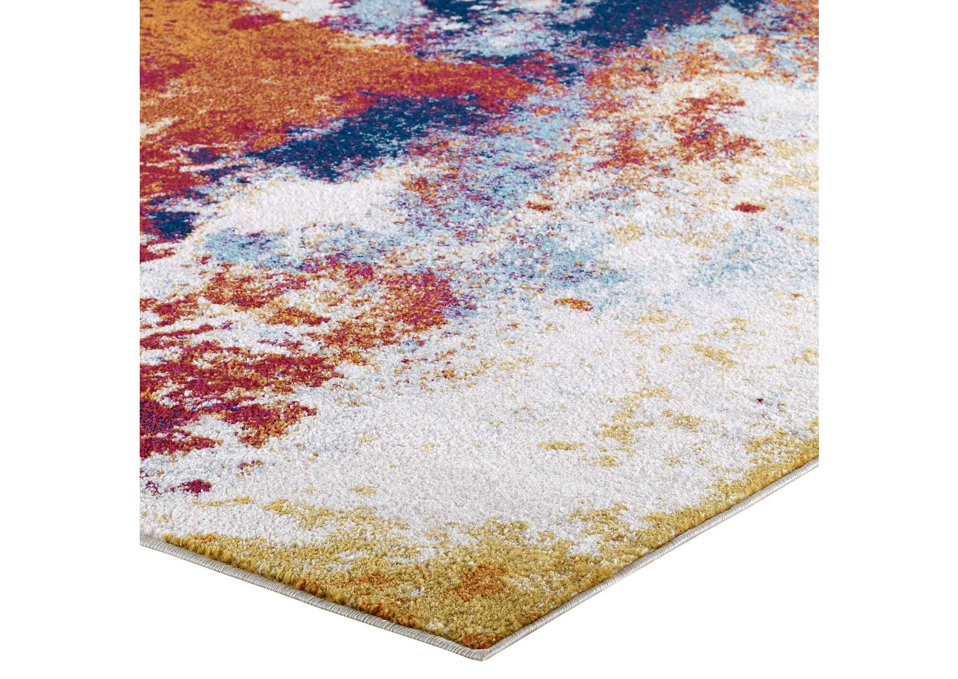 Red, Orange, Yellow, Blue, Ivory Entourage Adeline Contemporary Modern Abstract 5x8 Area Rug,Modway