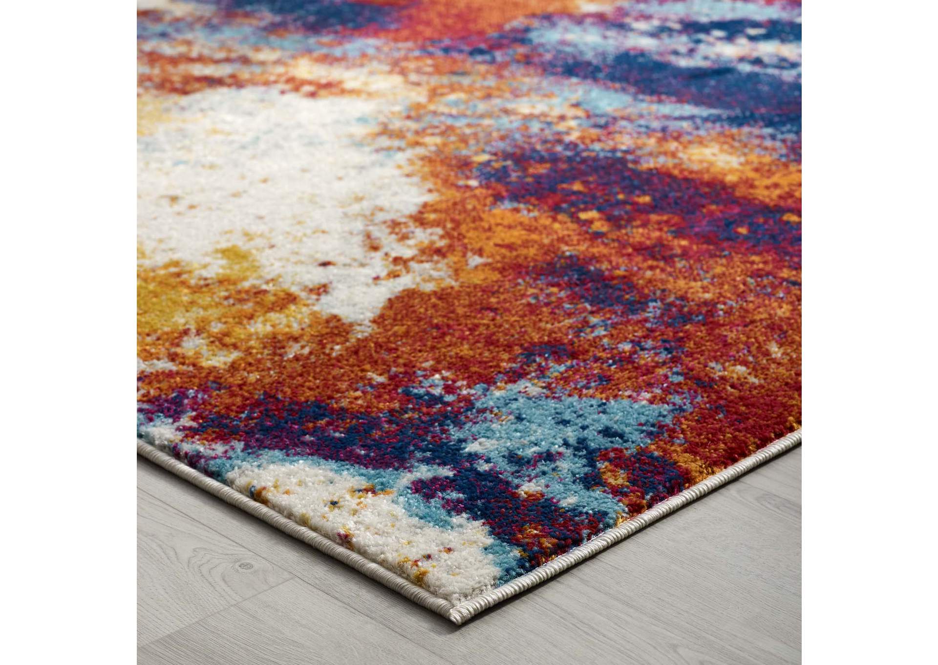 Red, Orange, Yellow, Blue, Ivory Entourage Adeline Contemporary Modern Abstract 5x8 Area Rug,Modway