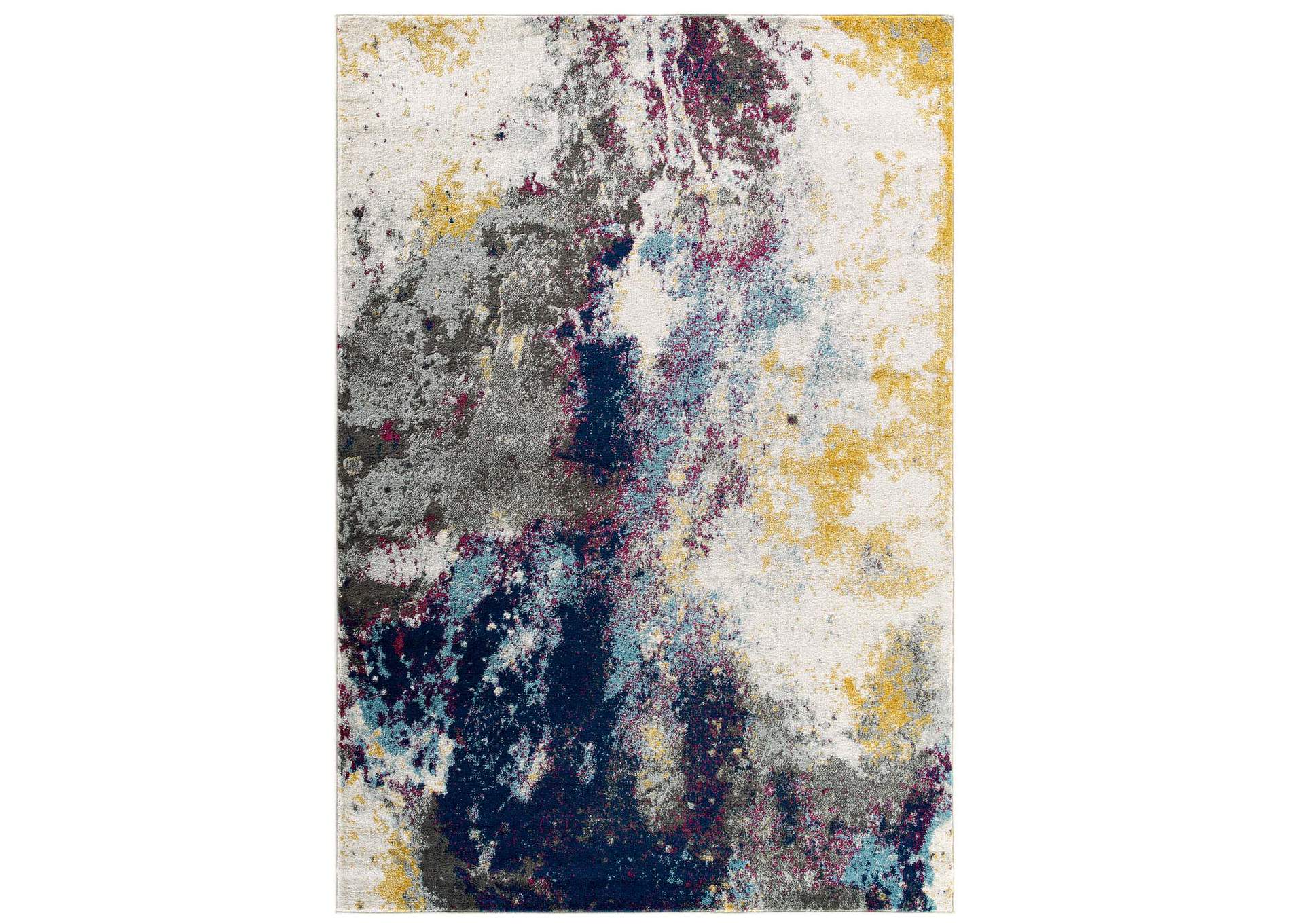 Blue, Gray, Yellow, Ivory, Pink Entourage Adeline Contemporary Modern Abstract 8x10 Area Rug,Modway