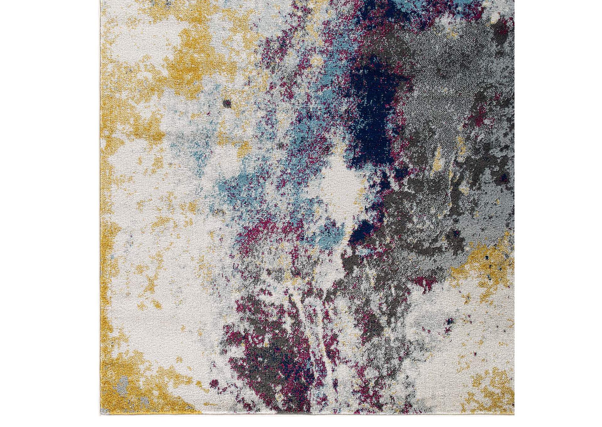 Blue, Gray, Yellow, Ivory, Pink Entourage Adeline Contemporary Modern Abstract 8x10 Area Rug,Modway