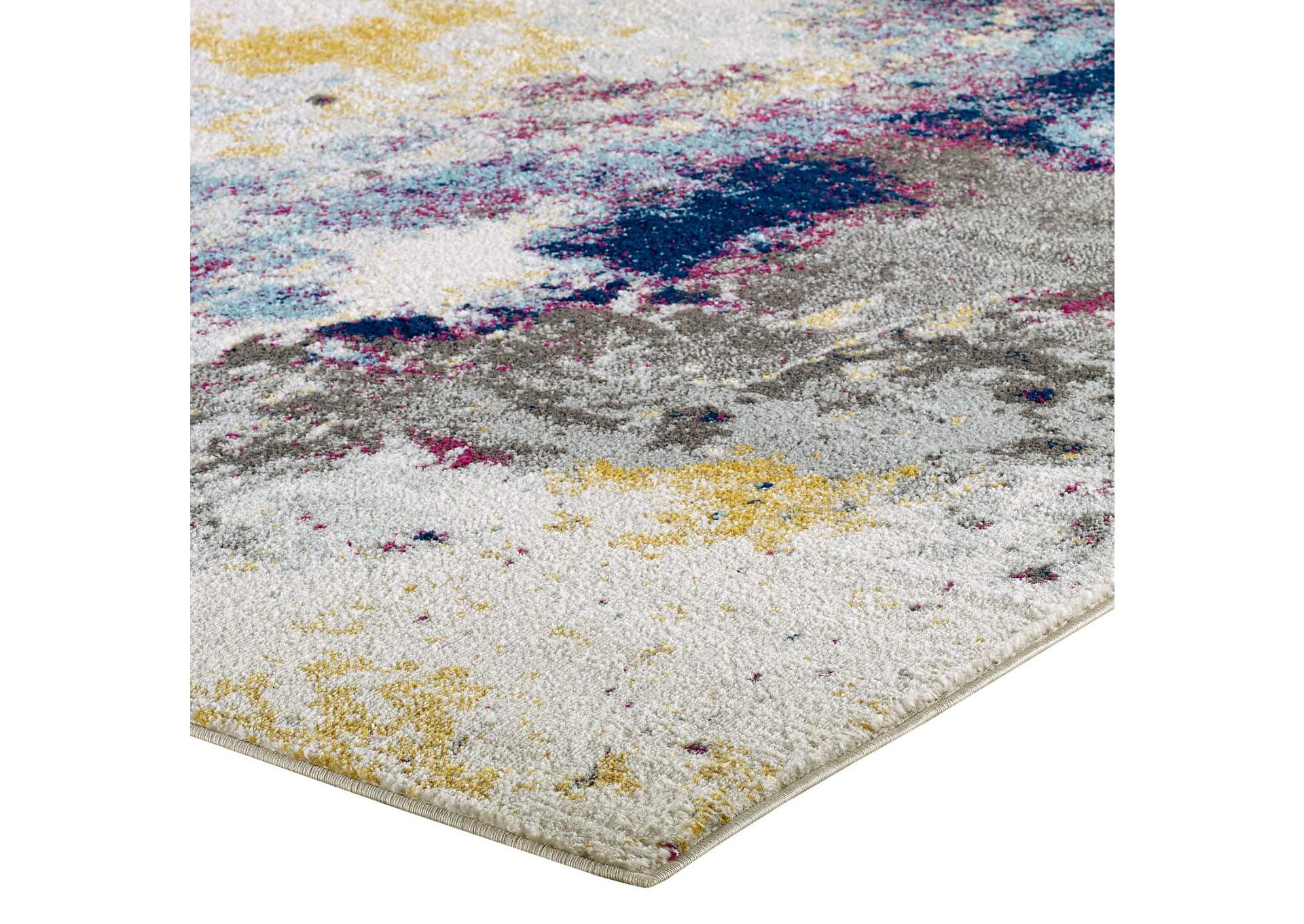 Blue, Gray, Yellow, Ivory, Pink Entourage Adeline Contemporary Modern Abstract 8x10 Area Rug,Modway