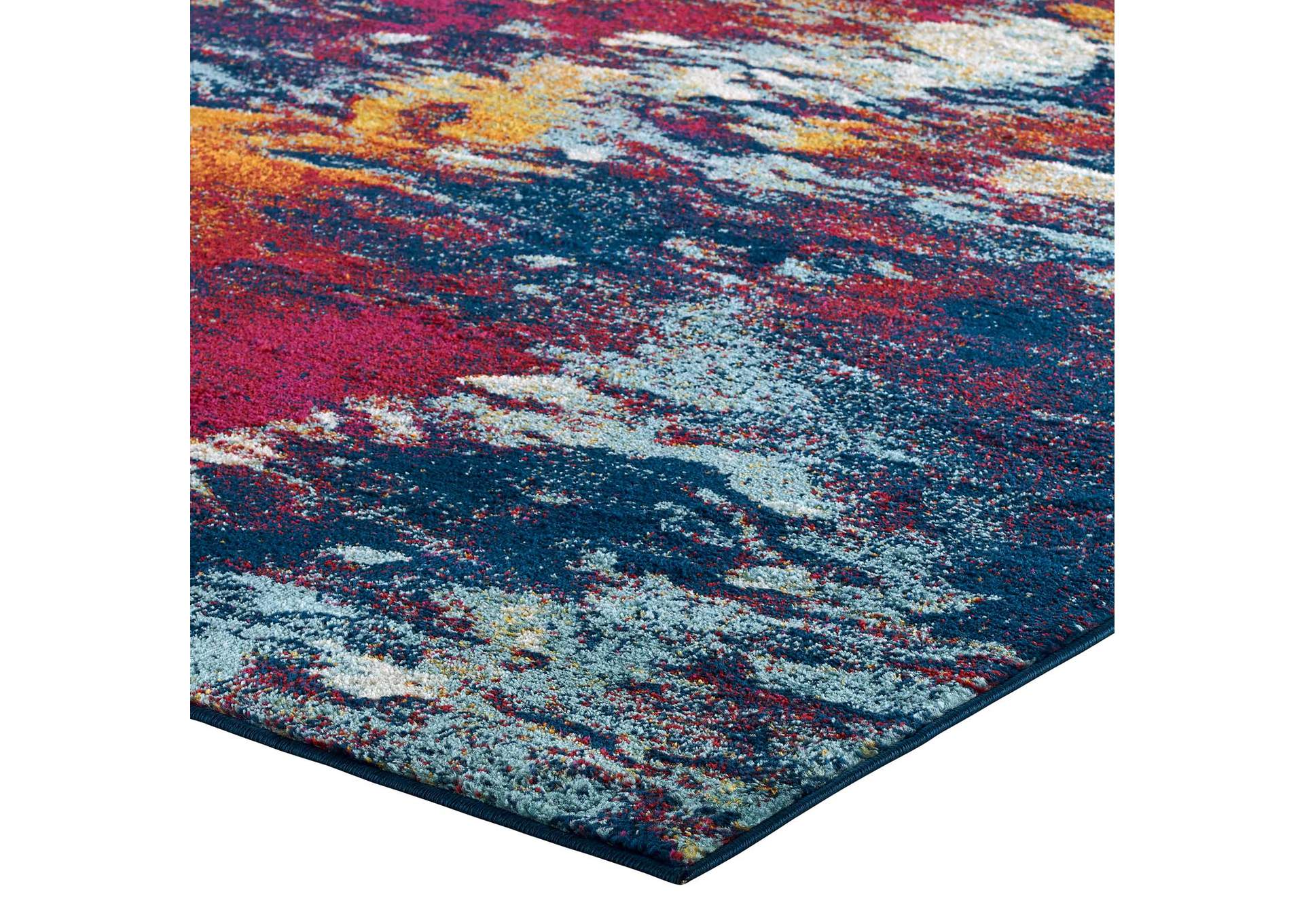 Blue, Orange, Yellow, Red Entourage Foliage Contemporary Modern Abstract 5x8 Area Rug,Modway