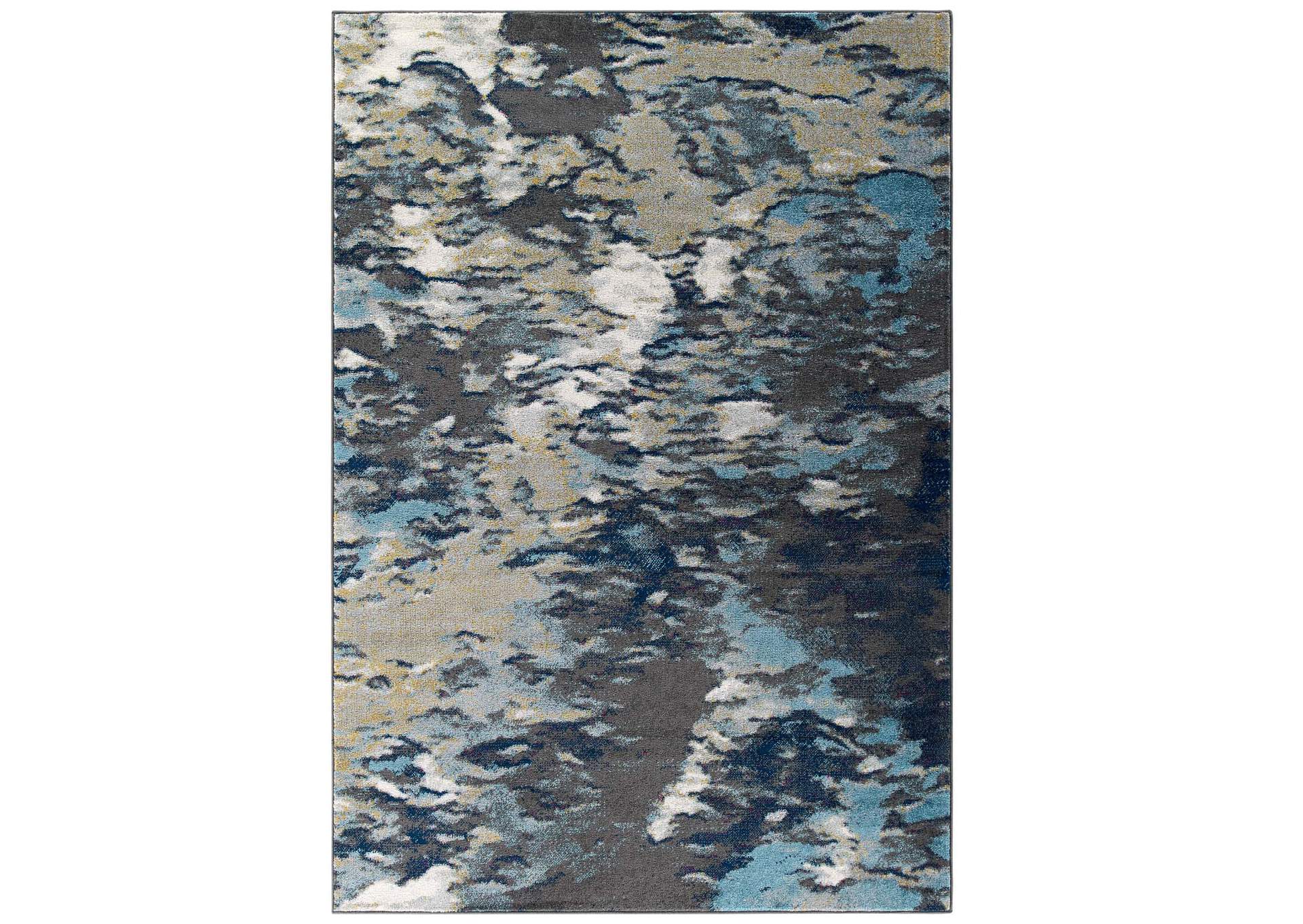 Blue, Tan, Gray Entourage Foliage Contemporary Modern Abstract 5x8 Area Rug,Modway