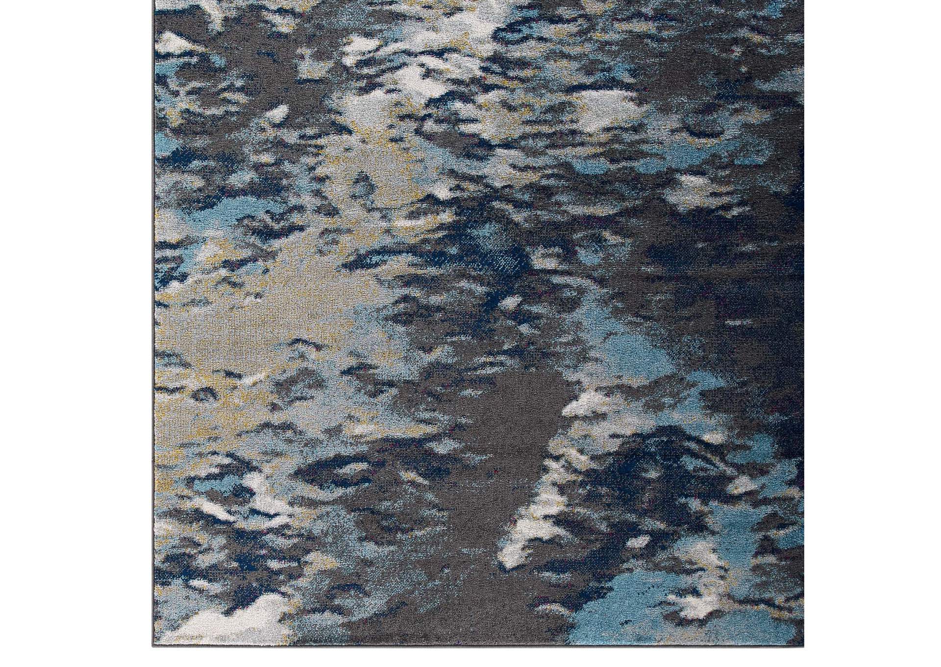 Blue, Tan, Gray Entourage Foliage Contemporary Modern Abstract 5x8 Area Rug,Modway