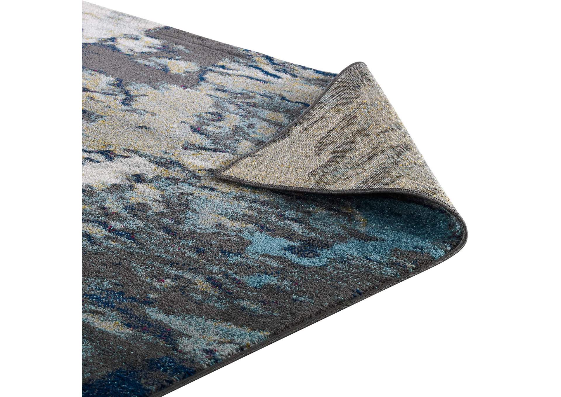 Blue, Tan, Gray Entourage Foliage Contemporary Modern Abstract 5x8 Area Rug,Modway