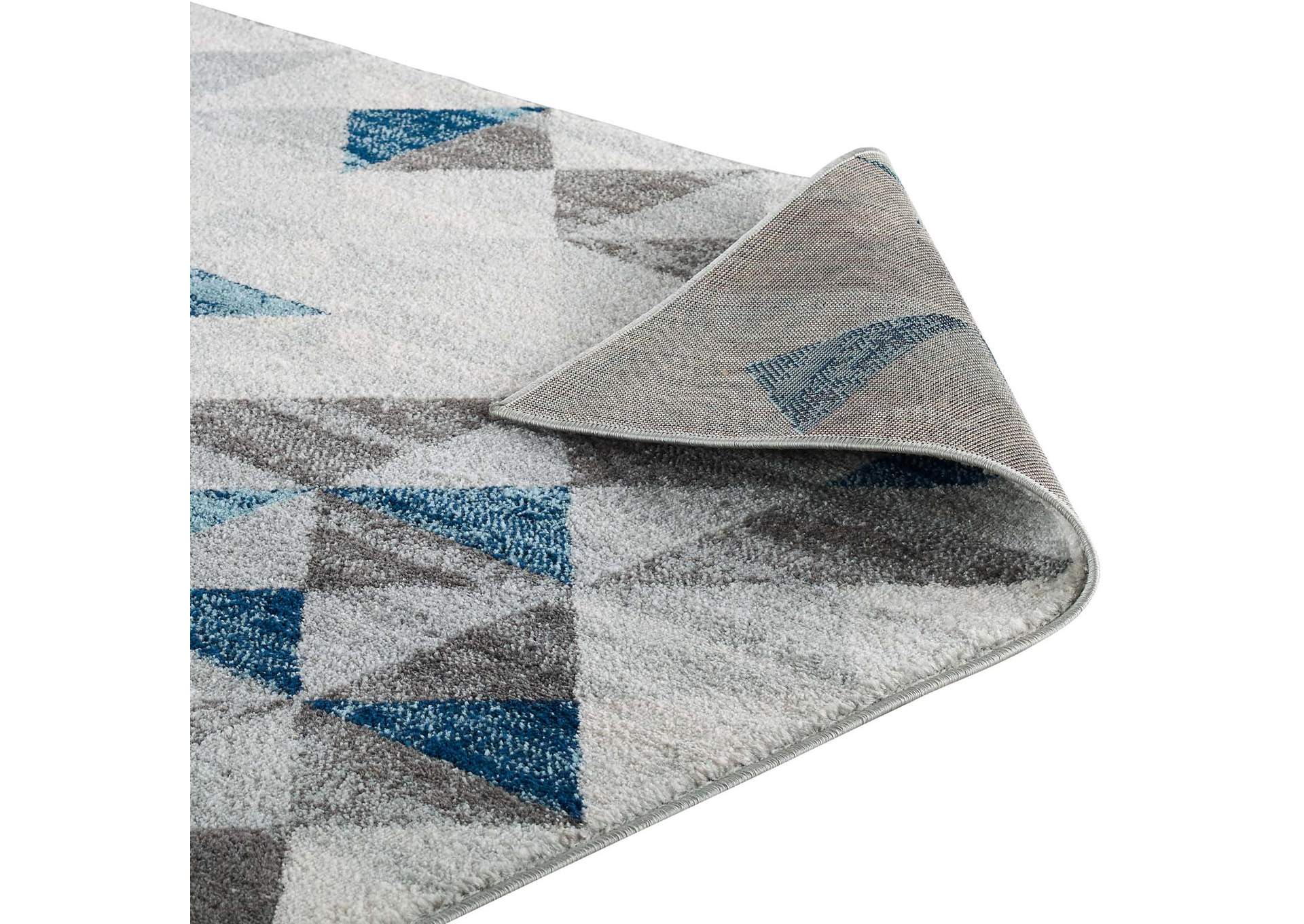 Gray and Blue Entourage Elettra Distressed Geometric Triangle Mosaic 5x8 Area Rug,Modway