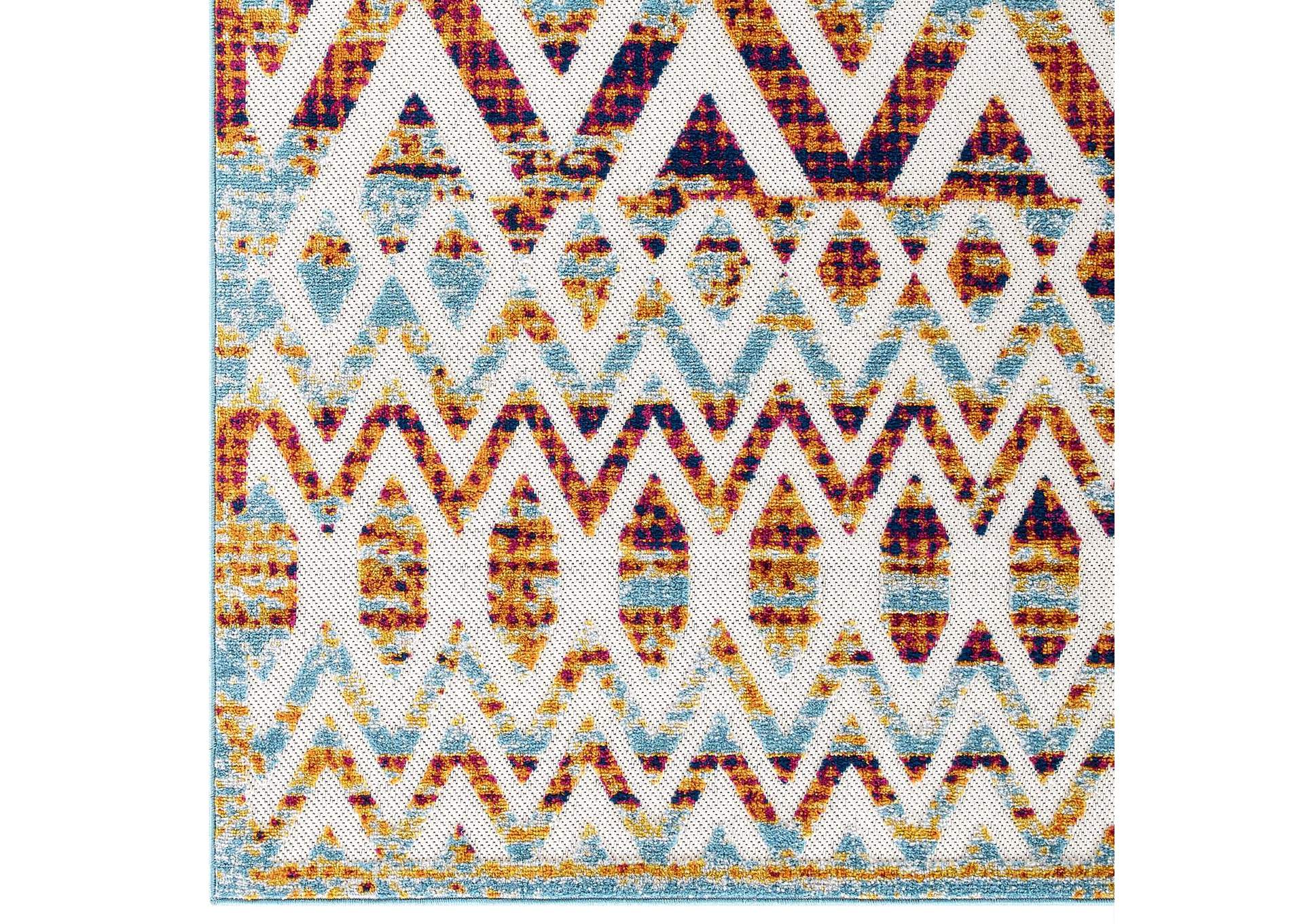 Multicolored Reflect Tamako Diamond and Chevron Moroccan Trellis 5x8 Indoor / Outdoor Area Rug,Modway