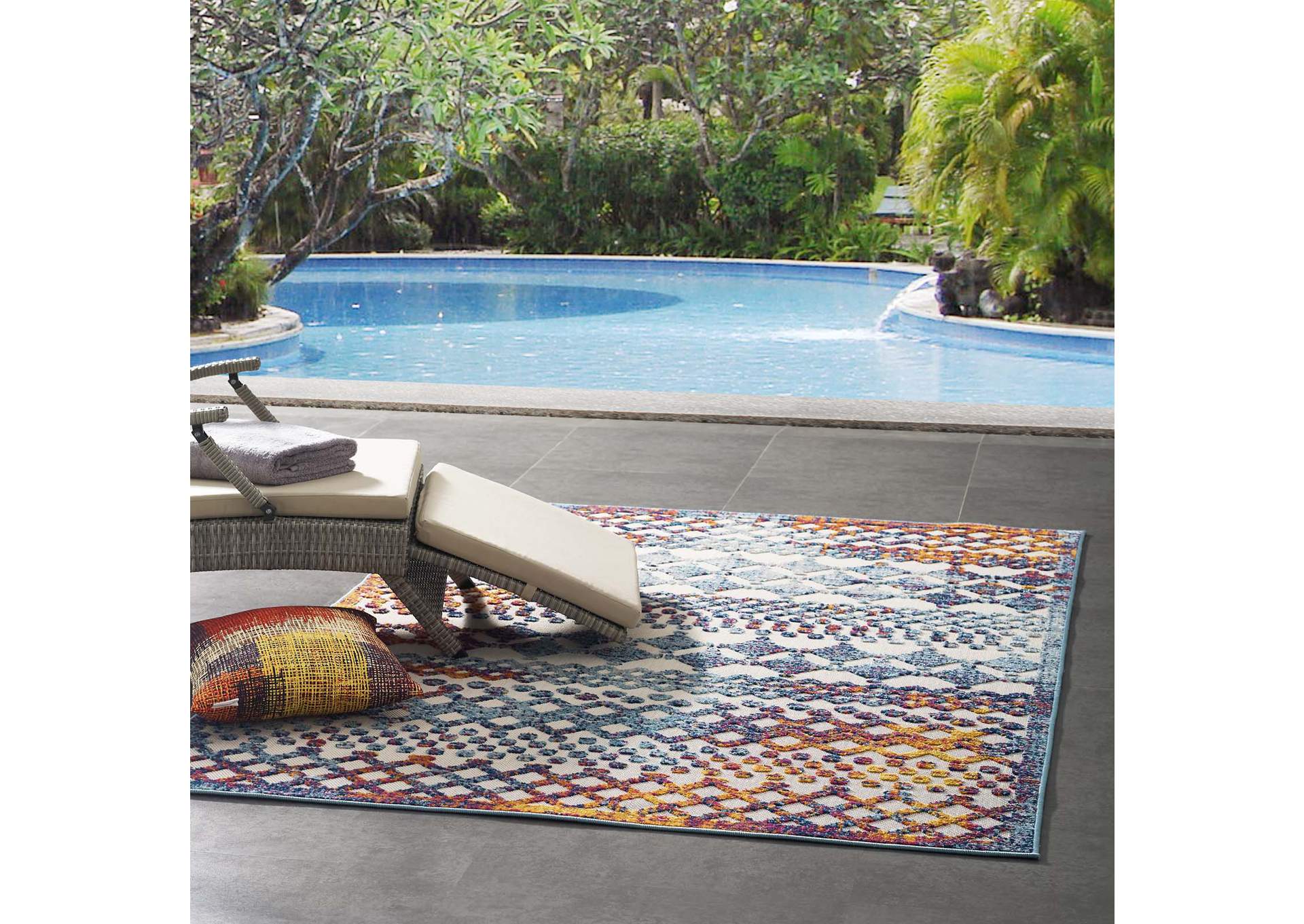 Multicolored Reflect Giada Abstract Diamond Moroccan Trellis 5x8 Indoor/Outdoor Area Rug,Modway