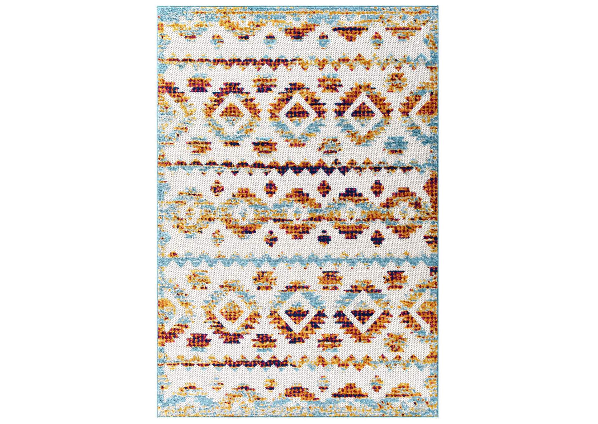 Multicolored Reflect Takara Abstract Diamond Moroccan Trellis 8x10 Indoor and Outdoor Area Rug,Modway