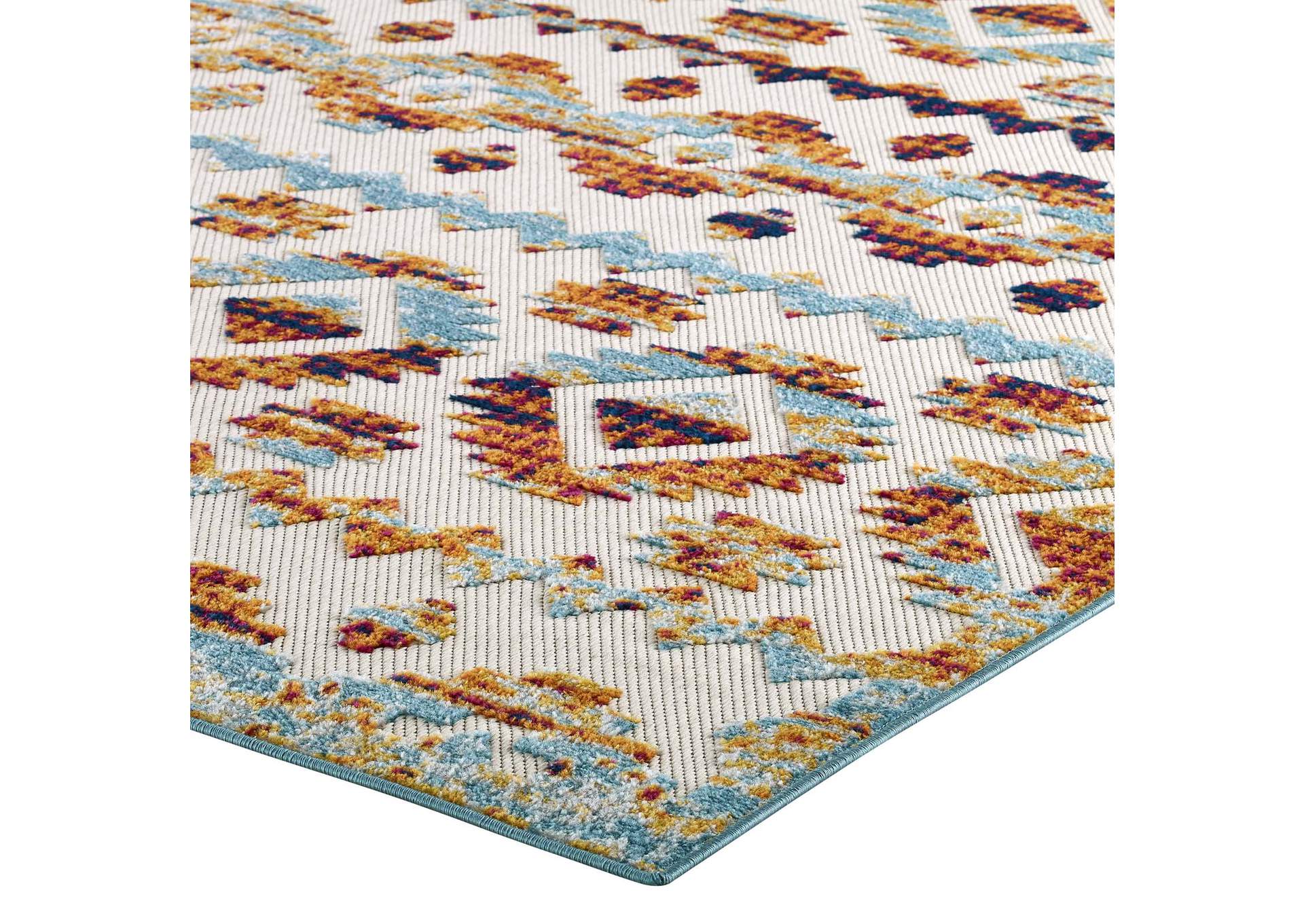 Multicolored Reflect Takara Abstract Diamond Moroccan Trellis 8x10 Indoor and Outdoor Area Rug,Modway