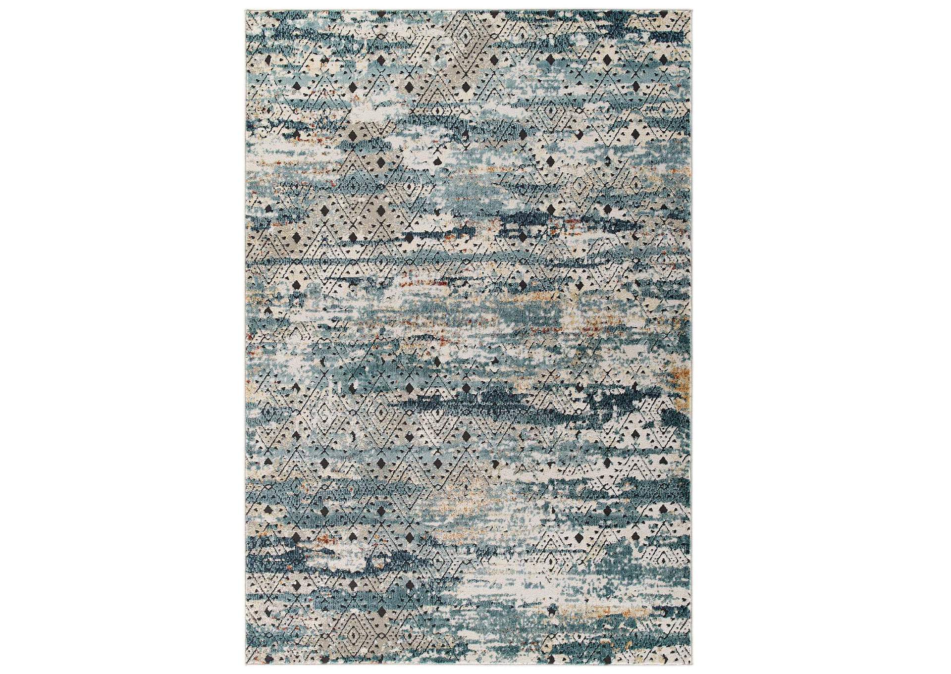 Multicolored Tribute Eisley Rustic Distressed Transitional Diamond Lattice 5x8 Area Rug,Modway