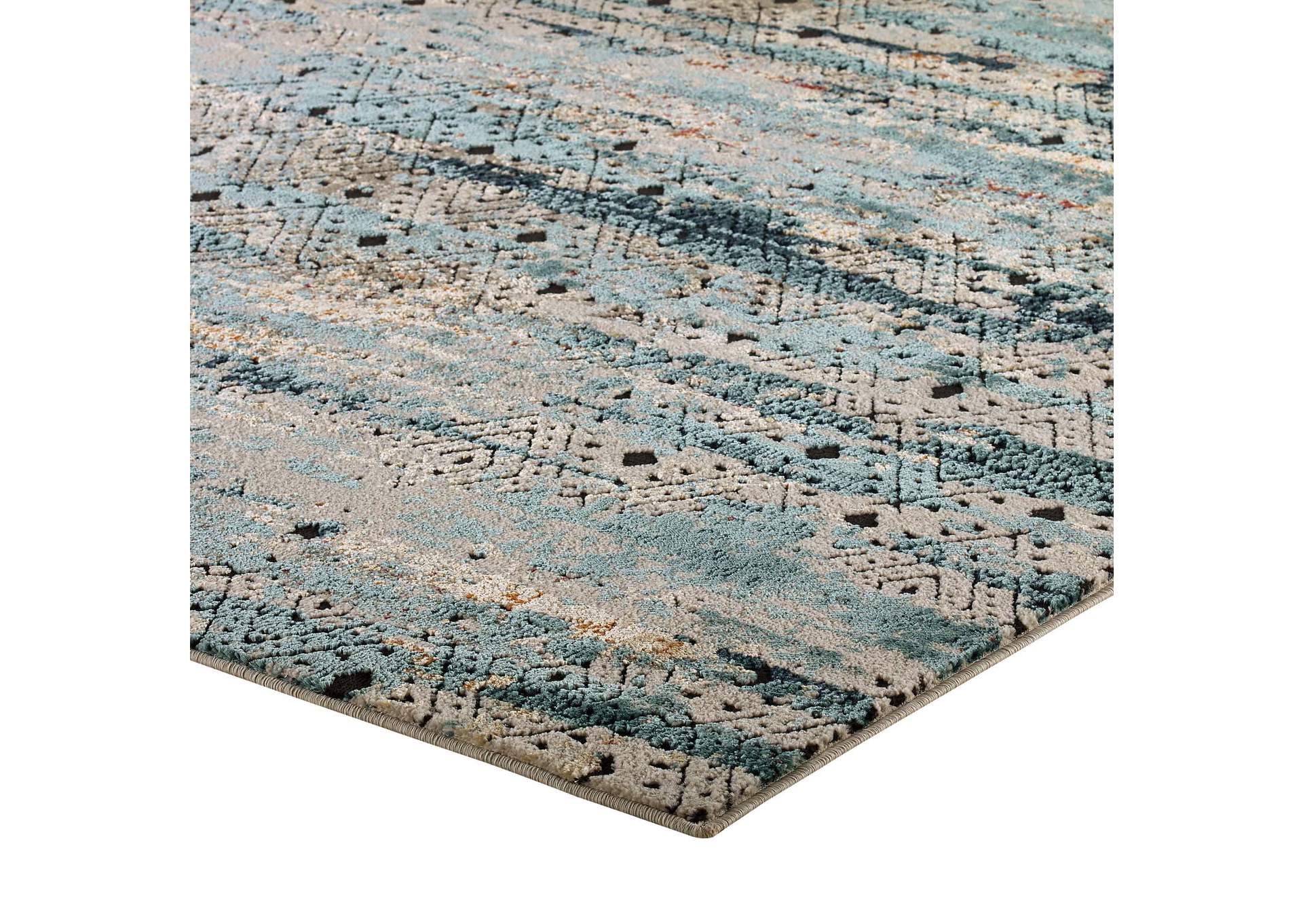 Multicolored Tribute Eisley Rustic Distressed Transitional Diamond Lattice 5x8 Area Rug,Modway