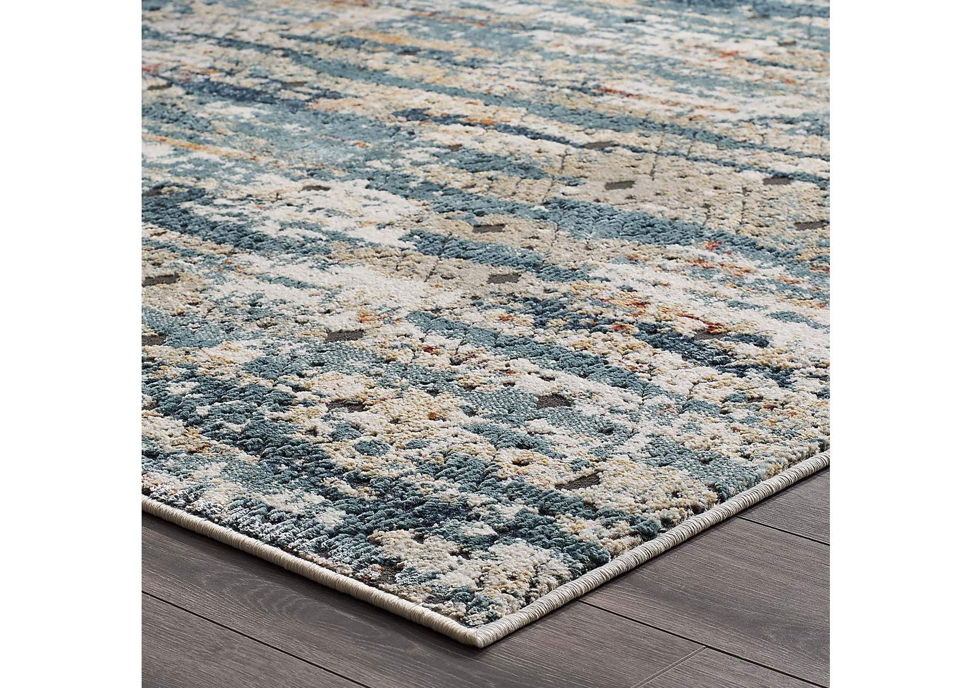 Multicolored Tribute Eisley Rustic Distressed Transitional Diamond Lattice 5x8 Area Rug,Modway