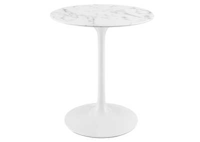 White Lippa 28" Round Artificial Marble Dining Table