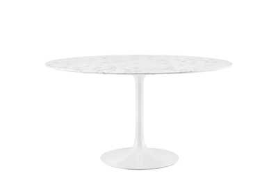 White Lippa 54" Round Artificial Marble Dining Table