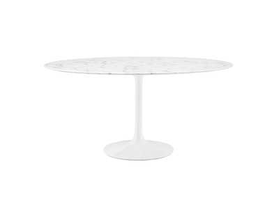 Image for White Lippa 60" Round Artificial Marble Dining Table