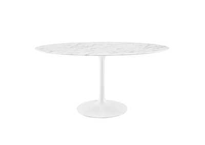 Image for White Lippa 60" Oval Artificial Marble Dining Table