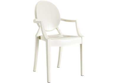 White Casper Arm Dining Chair