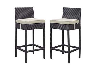 Espresso Beige Lift Bar Stool Outdoor Patio [Set of 2]